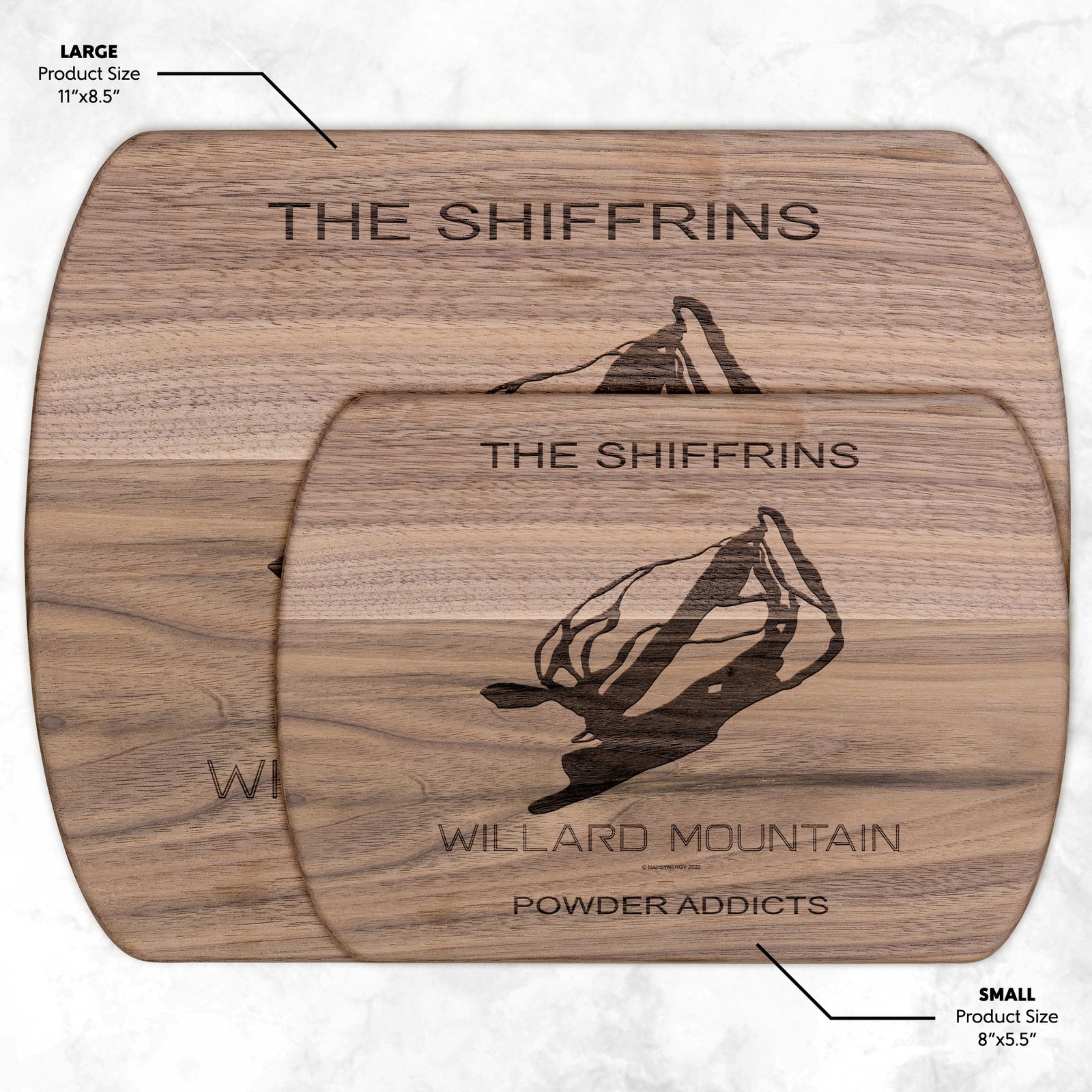 PERSONALIZED WILLARD MOUNTAIN, NEW YORK SKI TRAIL MAP CUTTING BOARD