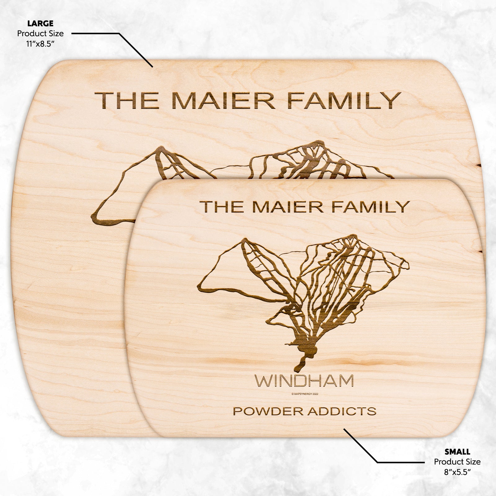 PERSONALIZED WINDHAM, NEW YORK SKI TRAIL MAP CUTTING BOARD