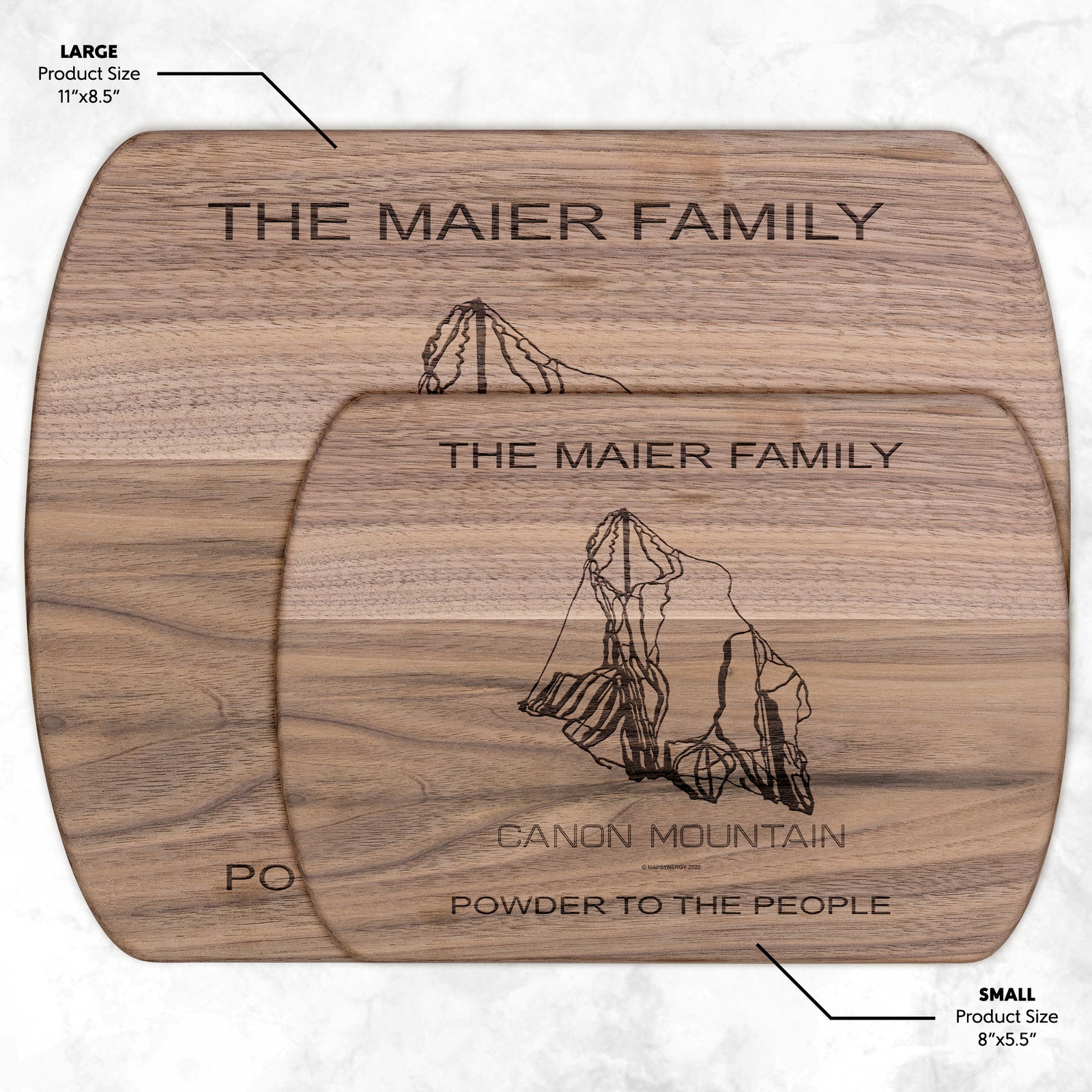 PERSONALIZED Cannon Mountain, New Hampshire SKI TRAIL MAP CUTTING BOARD