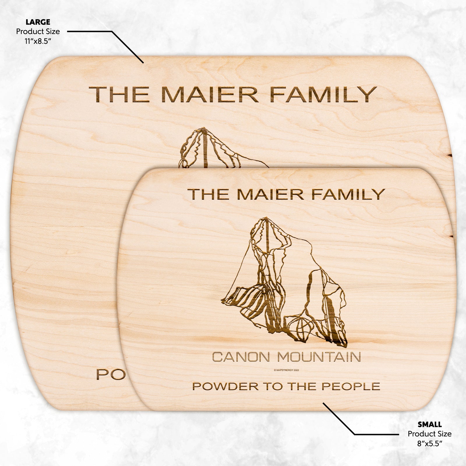 PERSONALIZED Cannon Mountain, New Hampshire SKI TRAIL MAP CUTTING BOARD