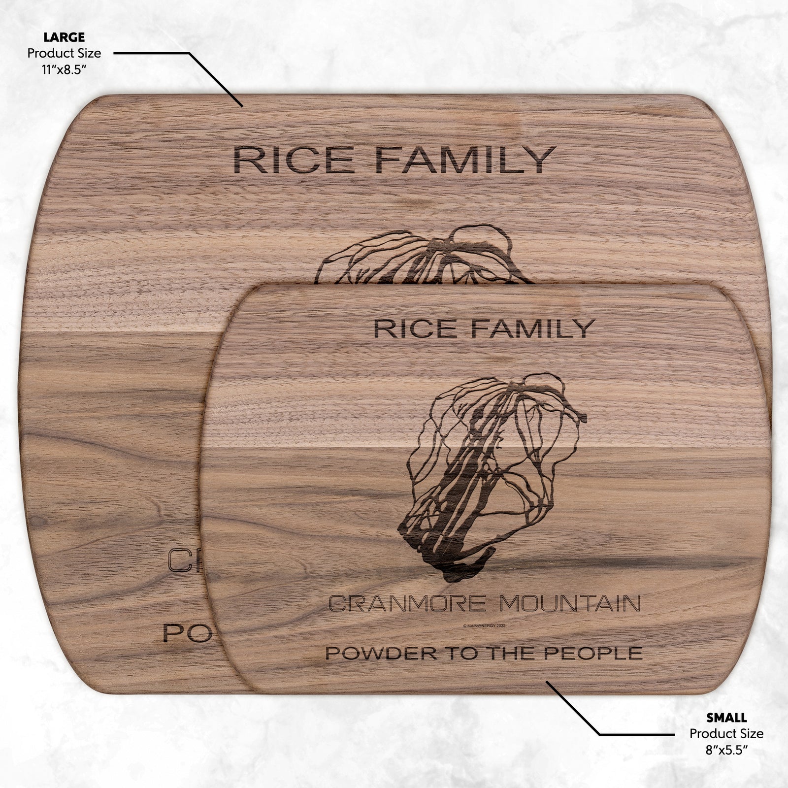 PERSONALIZED Cranmore Mountain, New Hampshire SKI TRAIL MAP CUTTING BOARD