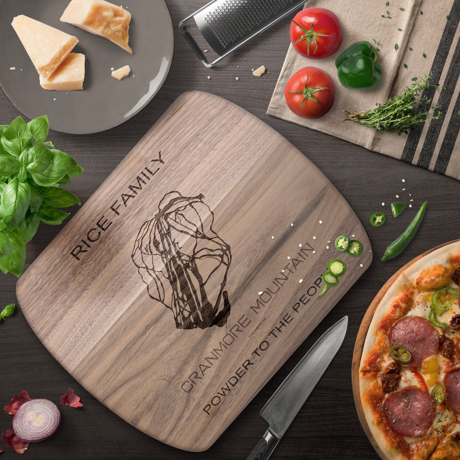 PERSONALIZED Cranmore Mountain, New Hampshire SKI TRAIL MAP CUTTING BOARD