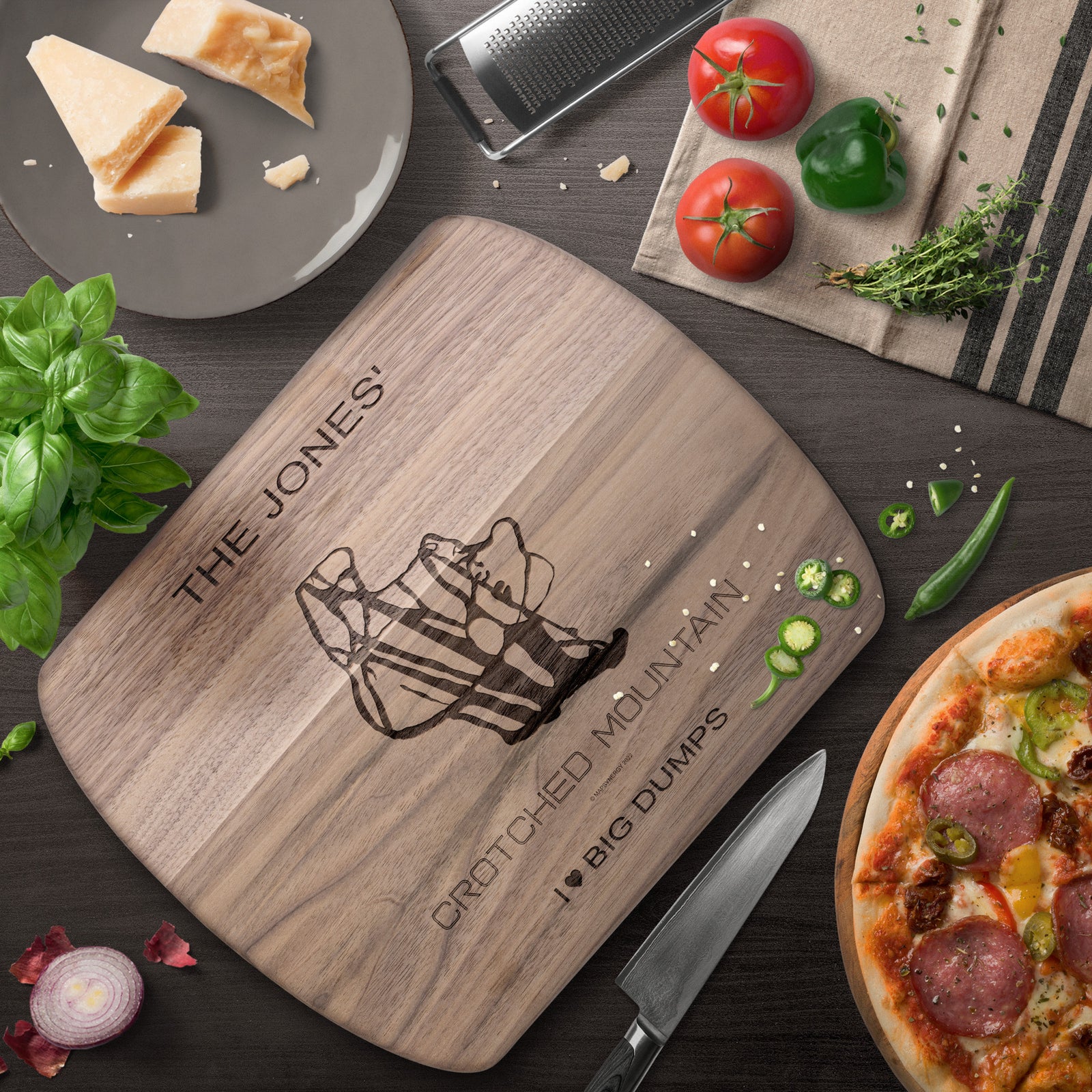 PERSONALIZED Crotched Mountain, New Hampshire SKI TRAIL MAP CUTTING BOARD