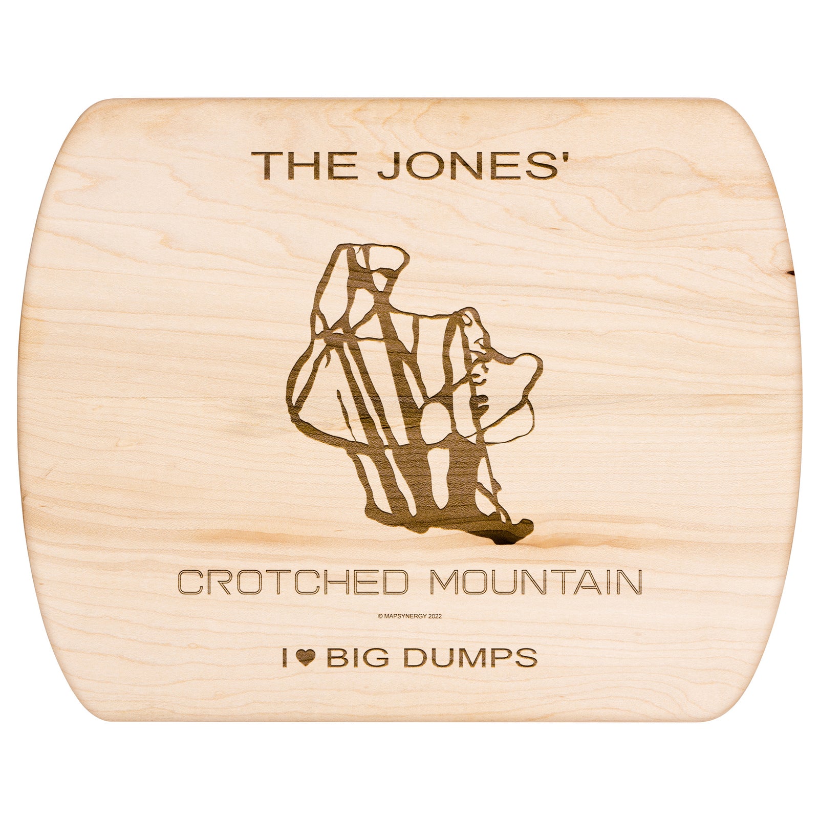 PERSONALIZED Crotched Mountain, New Hampshire SKI TRAIL MAP CUTTING BOARD