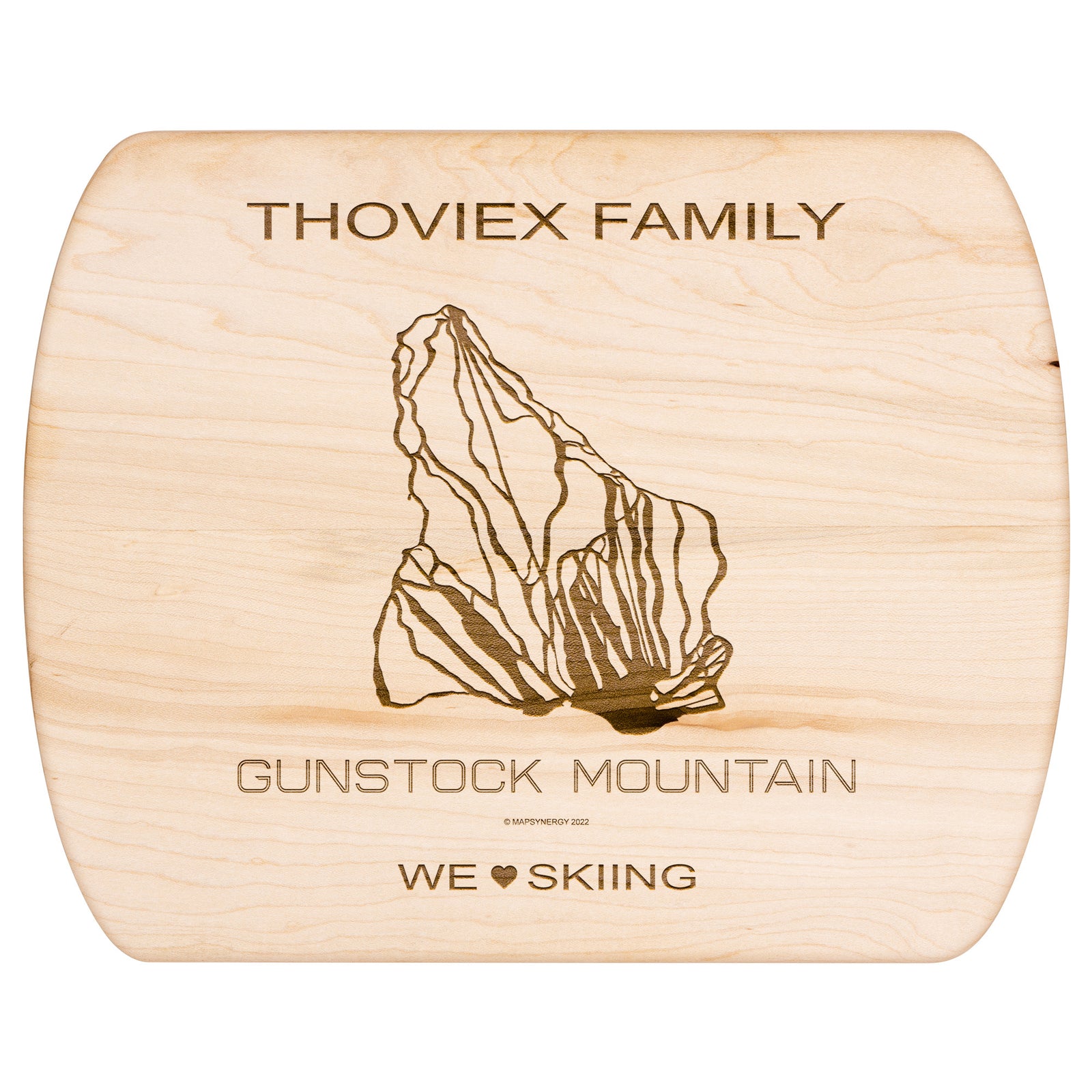 PERSONALIZED Gunstock Mountain, New Hampshire SKI TRAIL MAP CUTTING BOARD