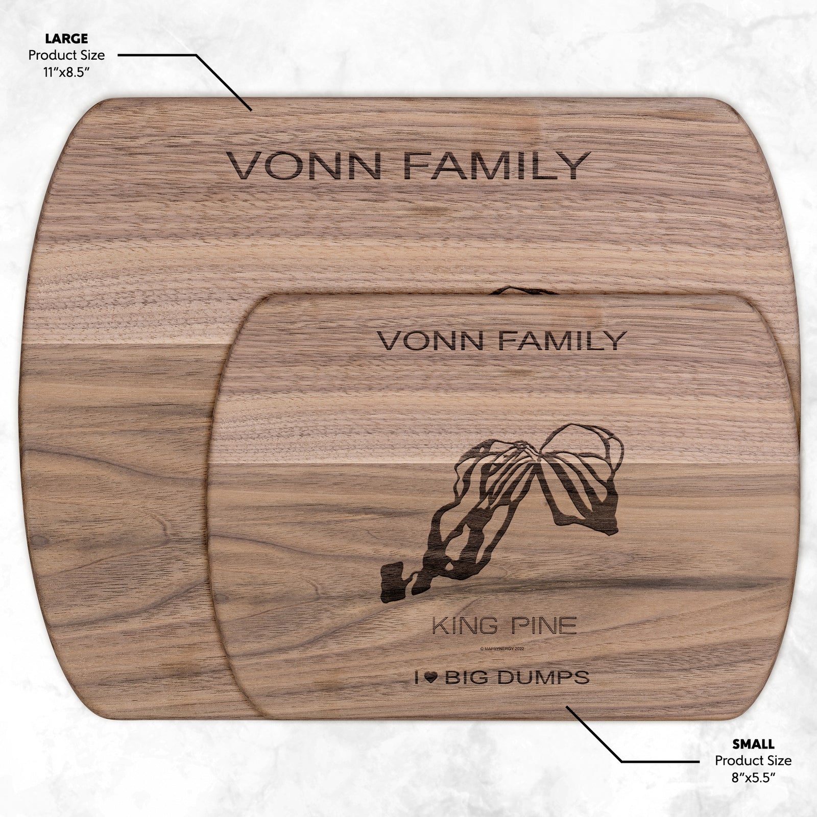 PERSONALIZED King Pine, New Hampshire SKI TRAIL MAP CUTTING BOARD