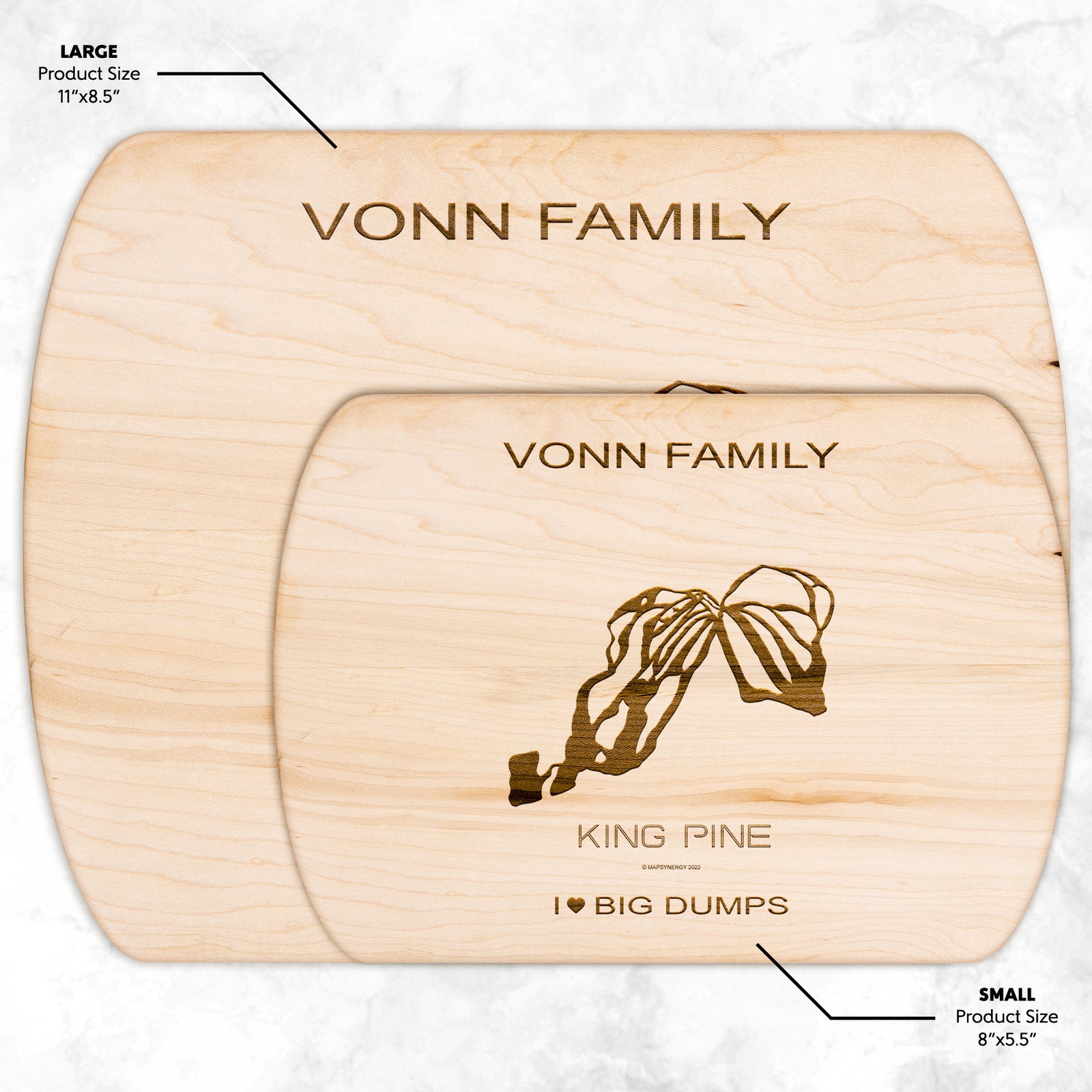 PERSONALIZED King Pine, New Hampshire SKI TRAIL MAP CUTTING BOARD