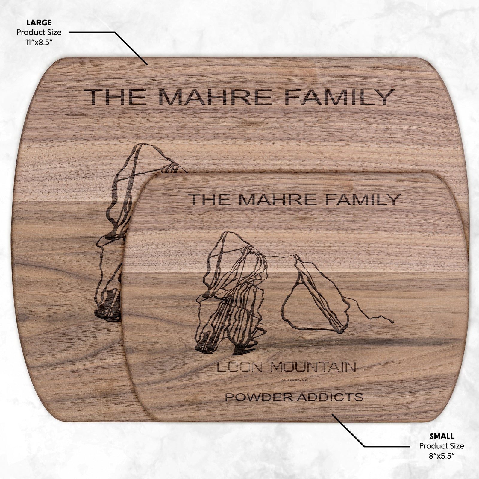 PERSONALIZED Loon Mountain, New Hampshire SKI TRAIL MAP CUTTING BOARD