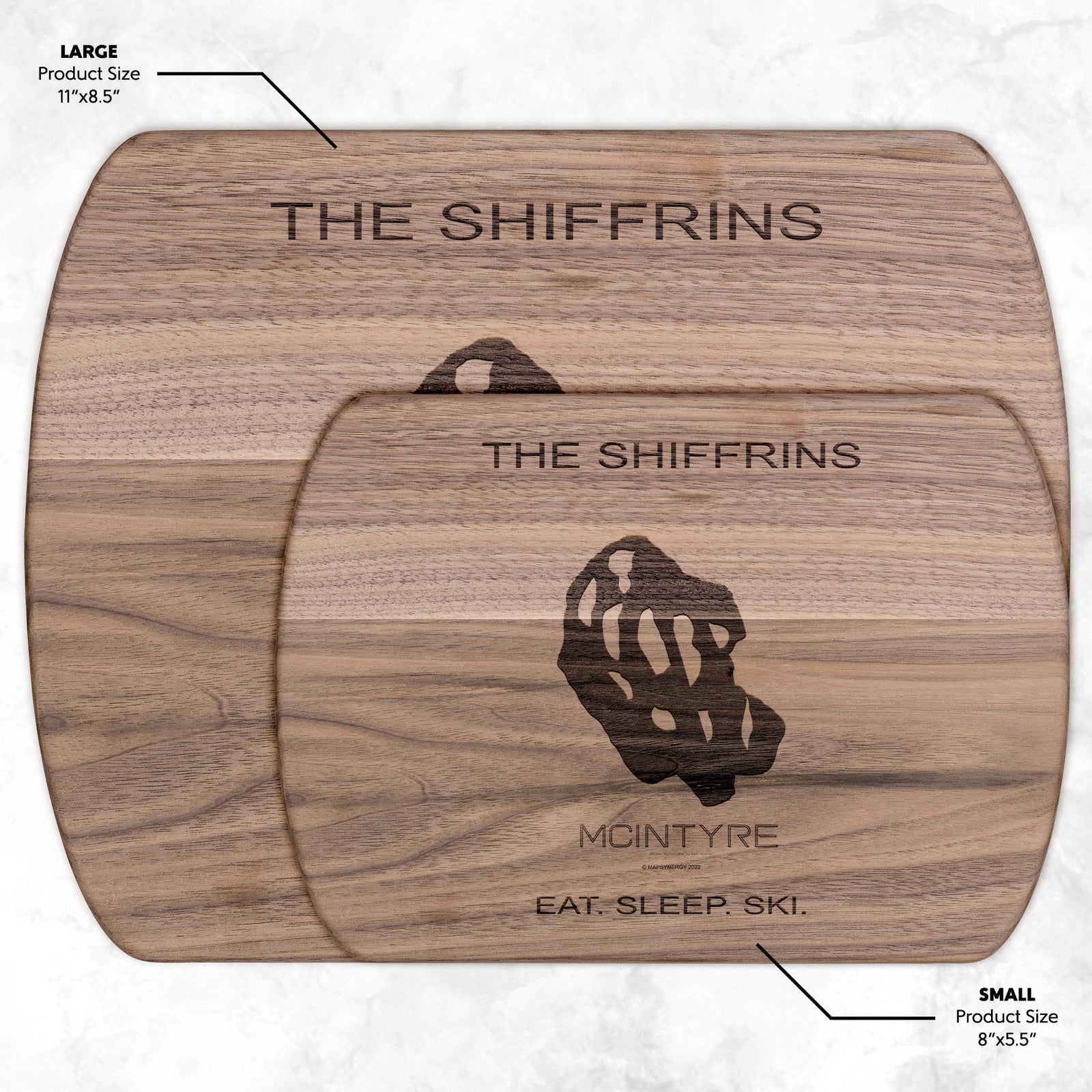 PERSONALIZED McIntyre, New Hampshire SKI TRAIL MAP CUTTING BOARD