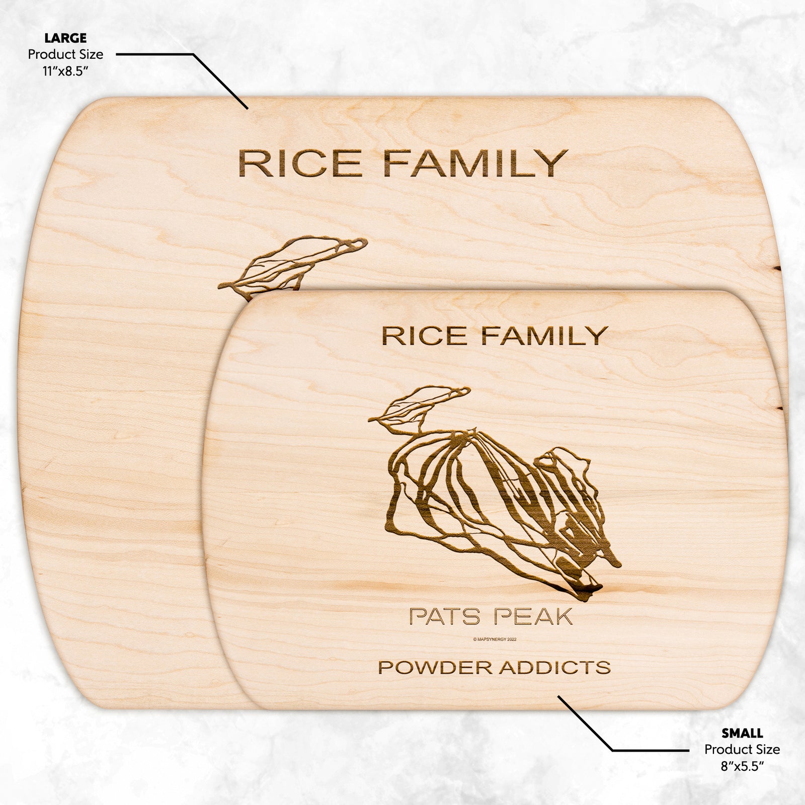 PERSONALIZED Pats Peak, New Hampshire SKI TRAIL MAP CUTTING BOARD
