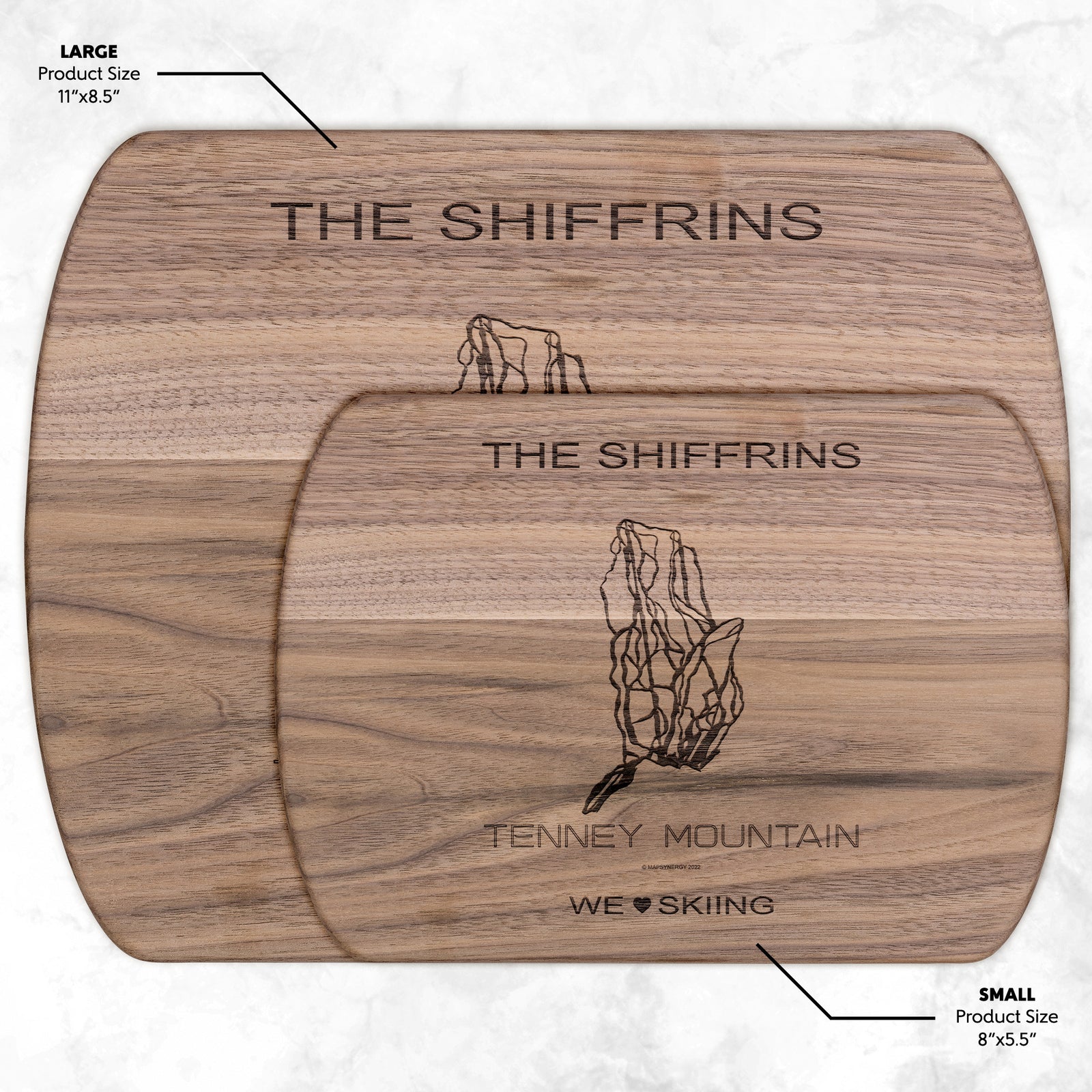 PERSONALIZED Tenney Mountain, New Hampshire SKI TRAIL MAP CUTTING BOARD