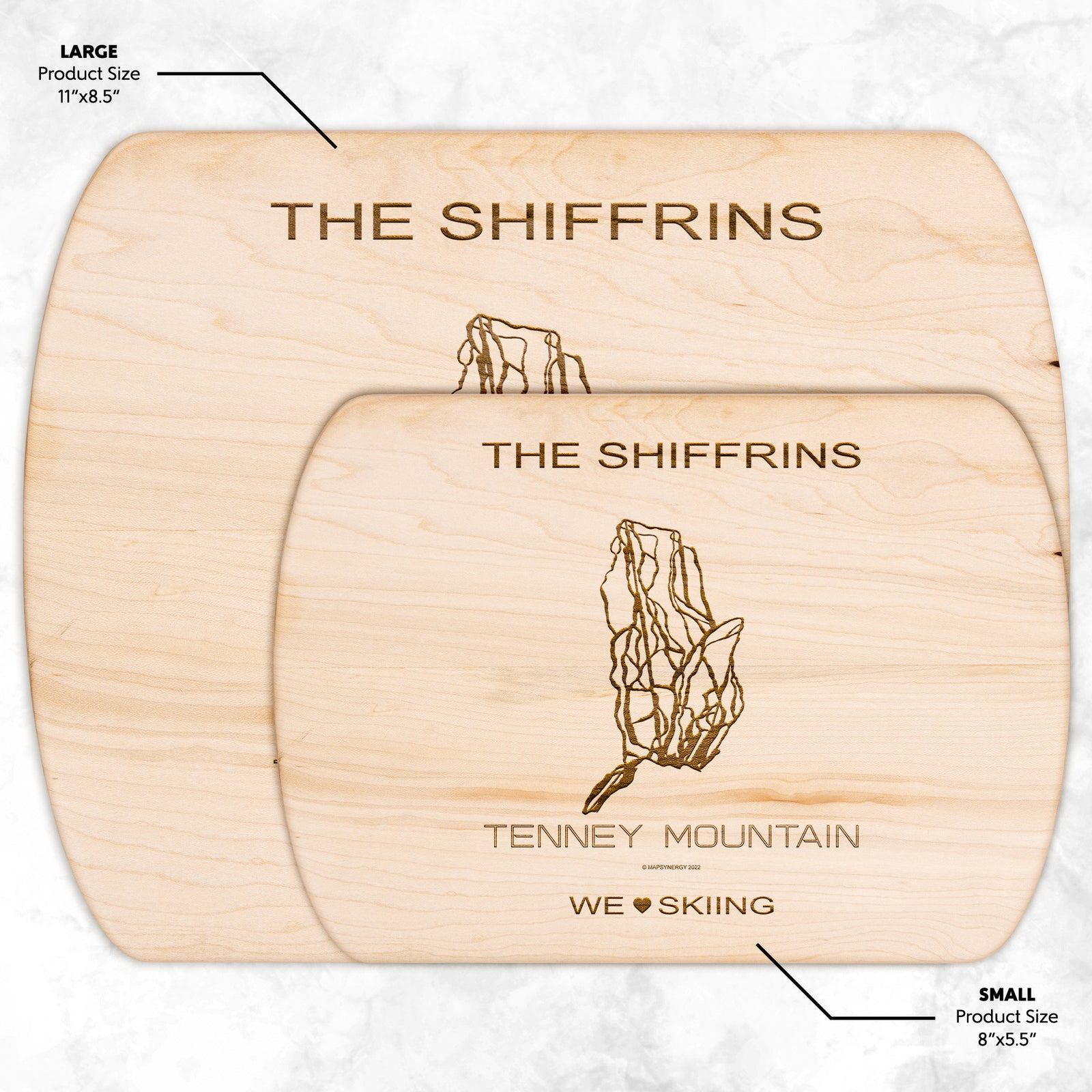 PERSONALIZED Tenney Mountain, New Hampshire SKI TRAIL MAP CUTTING BOARD