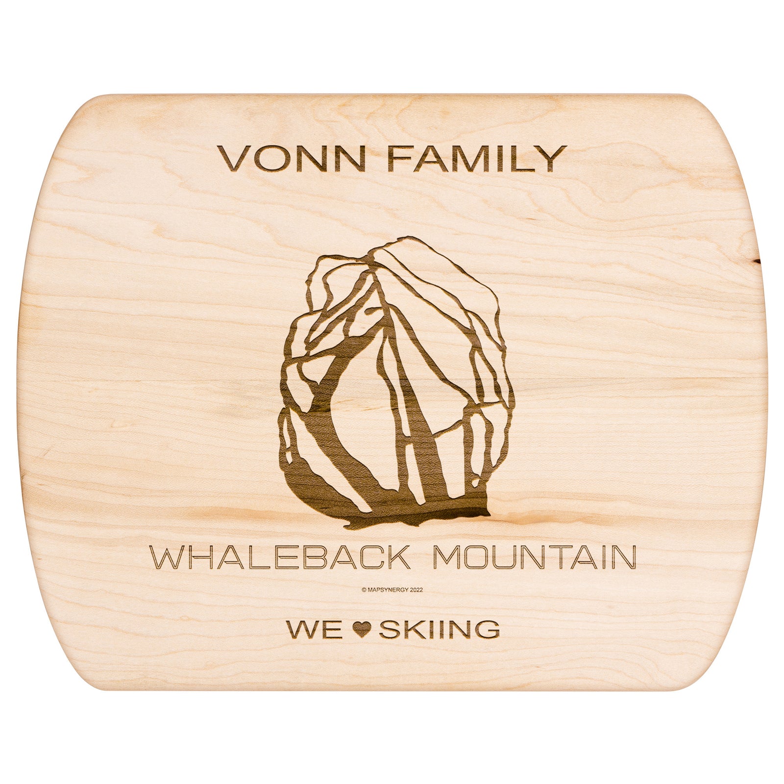 PERSONALIZED Whaleback Mountain, New Hampshire SKI TRAIL MAP CUTTING BOARD