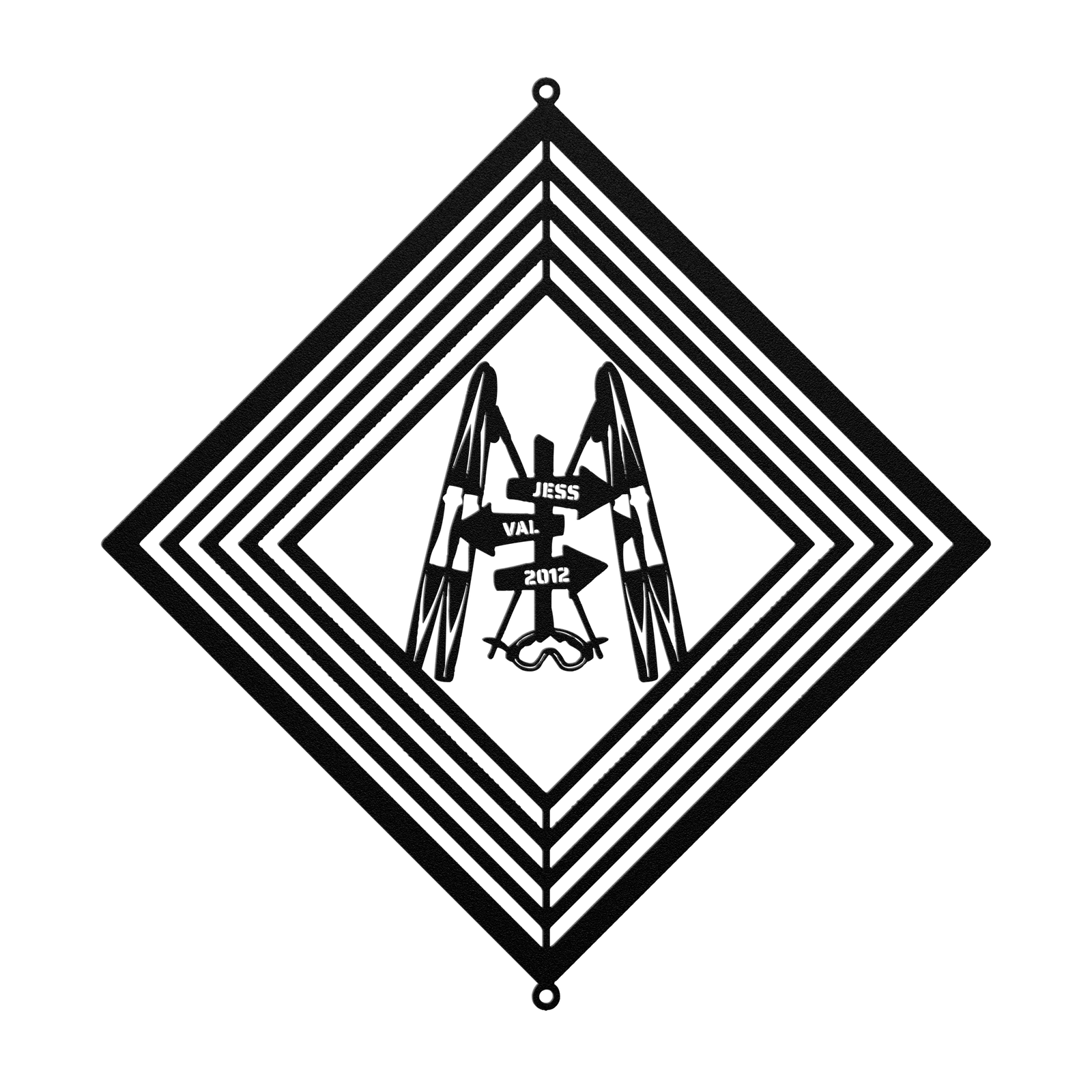 POWDER ADDICTS PERSONALIZED SKI COUPLE WIND SPINNER