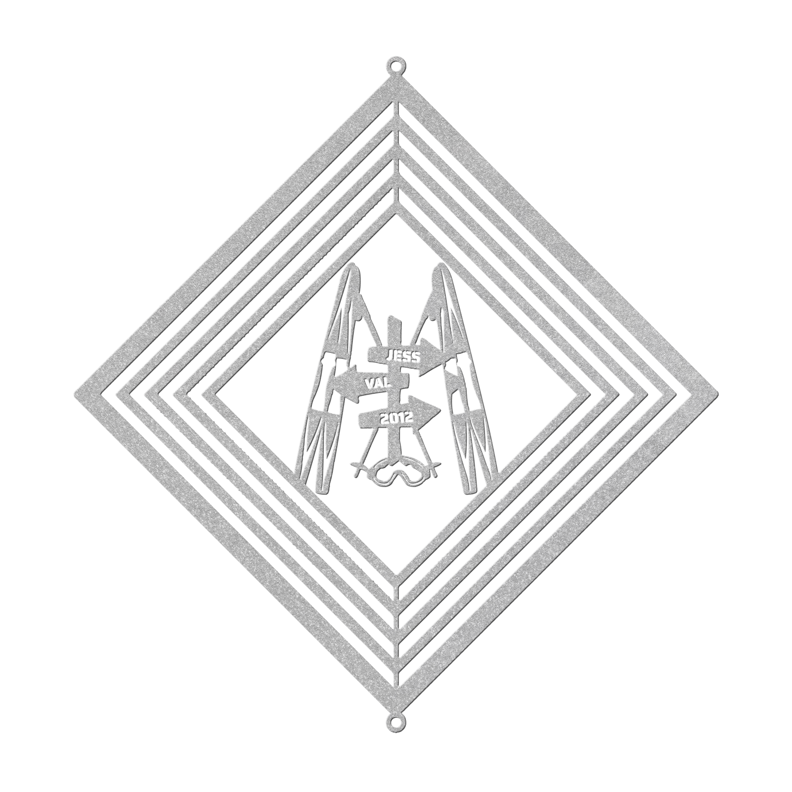 POWDER ADDICTS PERSONALIZED SKI COUPLE WIND SPINNER