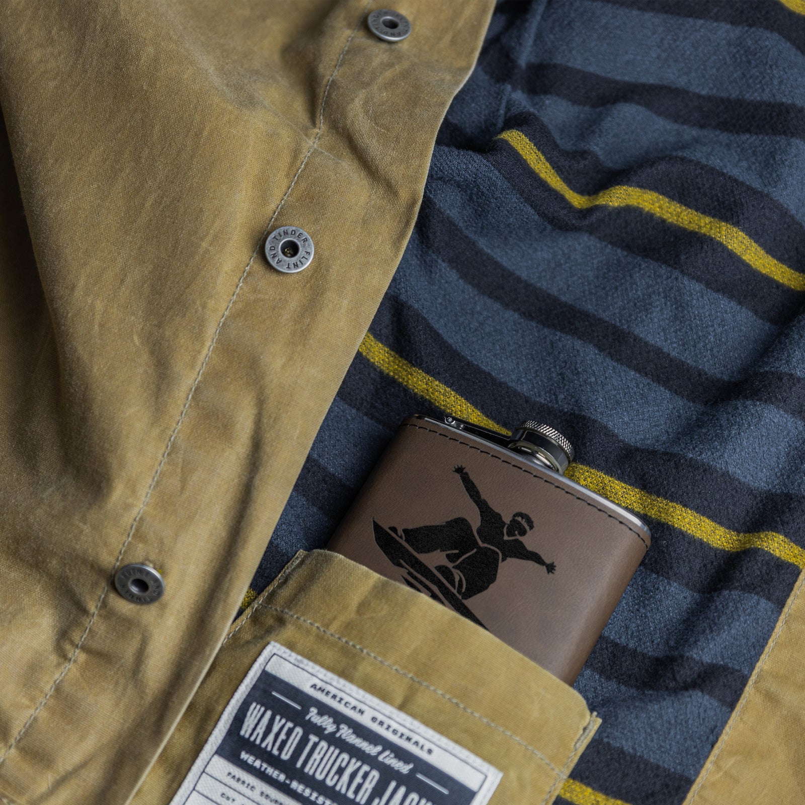 Snowboard Flasks with Hand Dyed Engraved Leather Wrap - FREE Monogramming