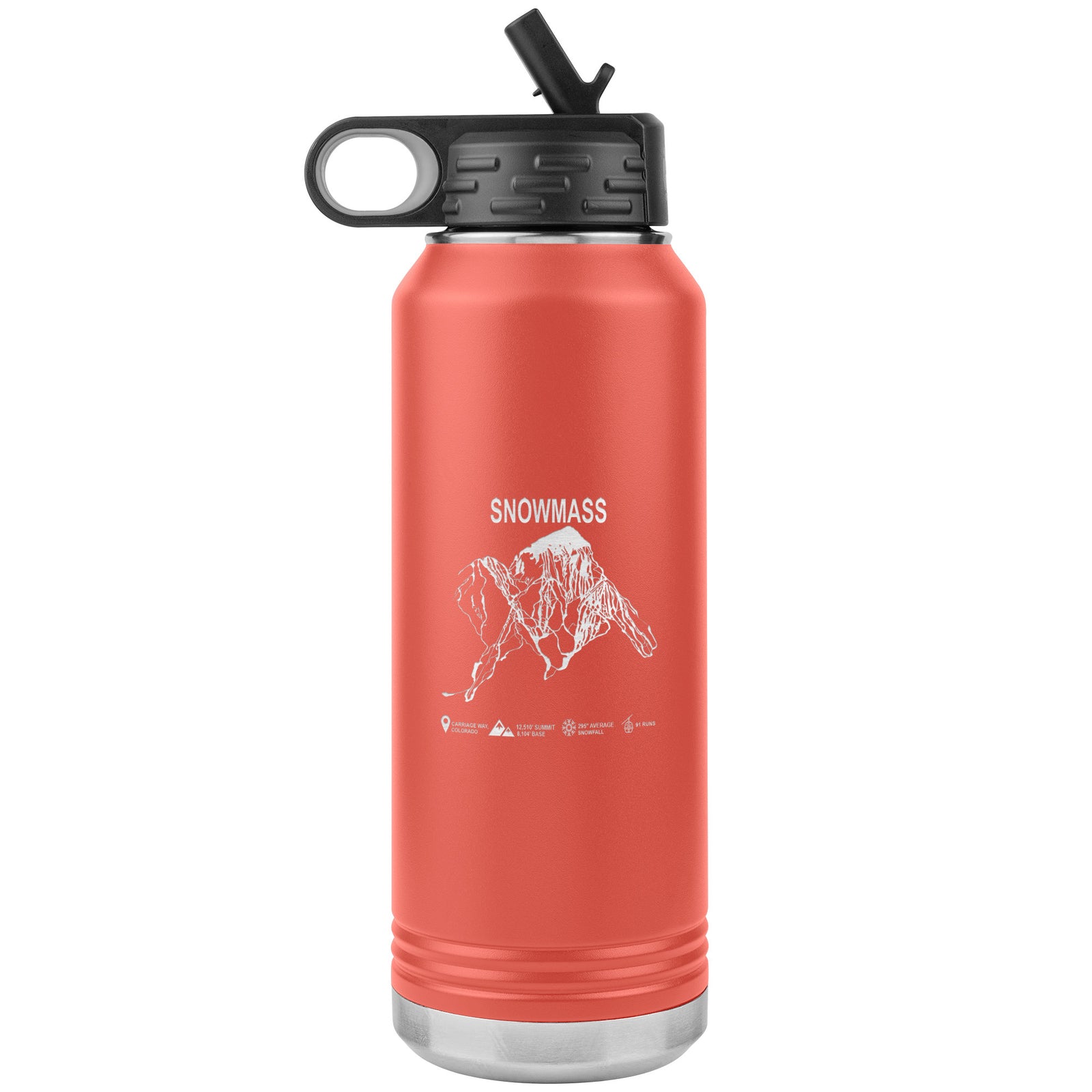 Snowmass Colorado Ski Trail Map 32oz Water Bottle Tumbler