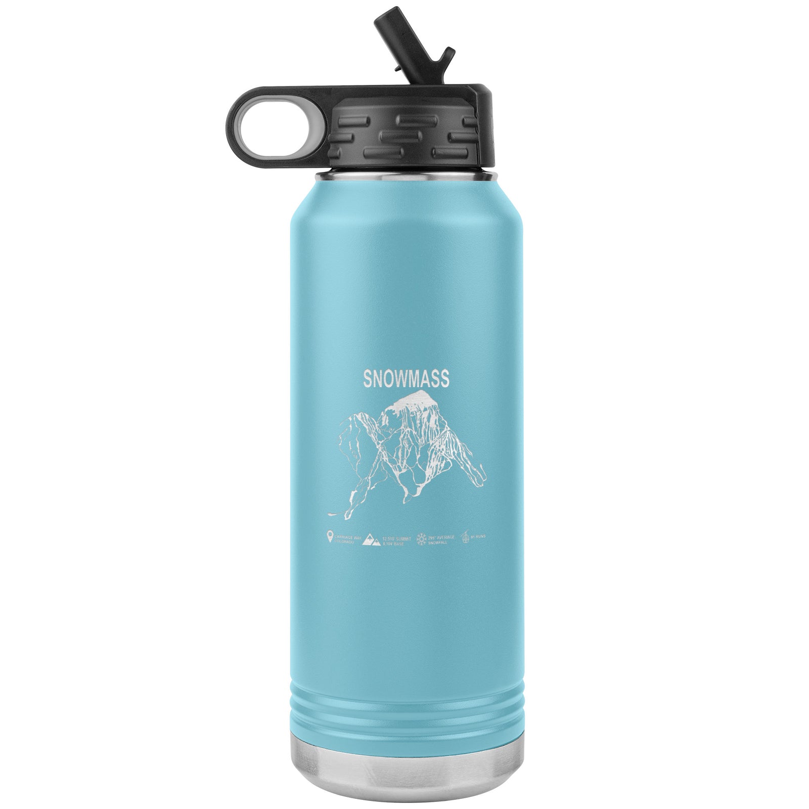 Snowmass Colorado Ski Trail Map 32oz Water Bottle Tumbler