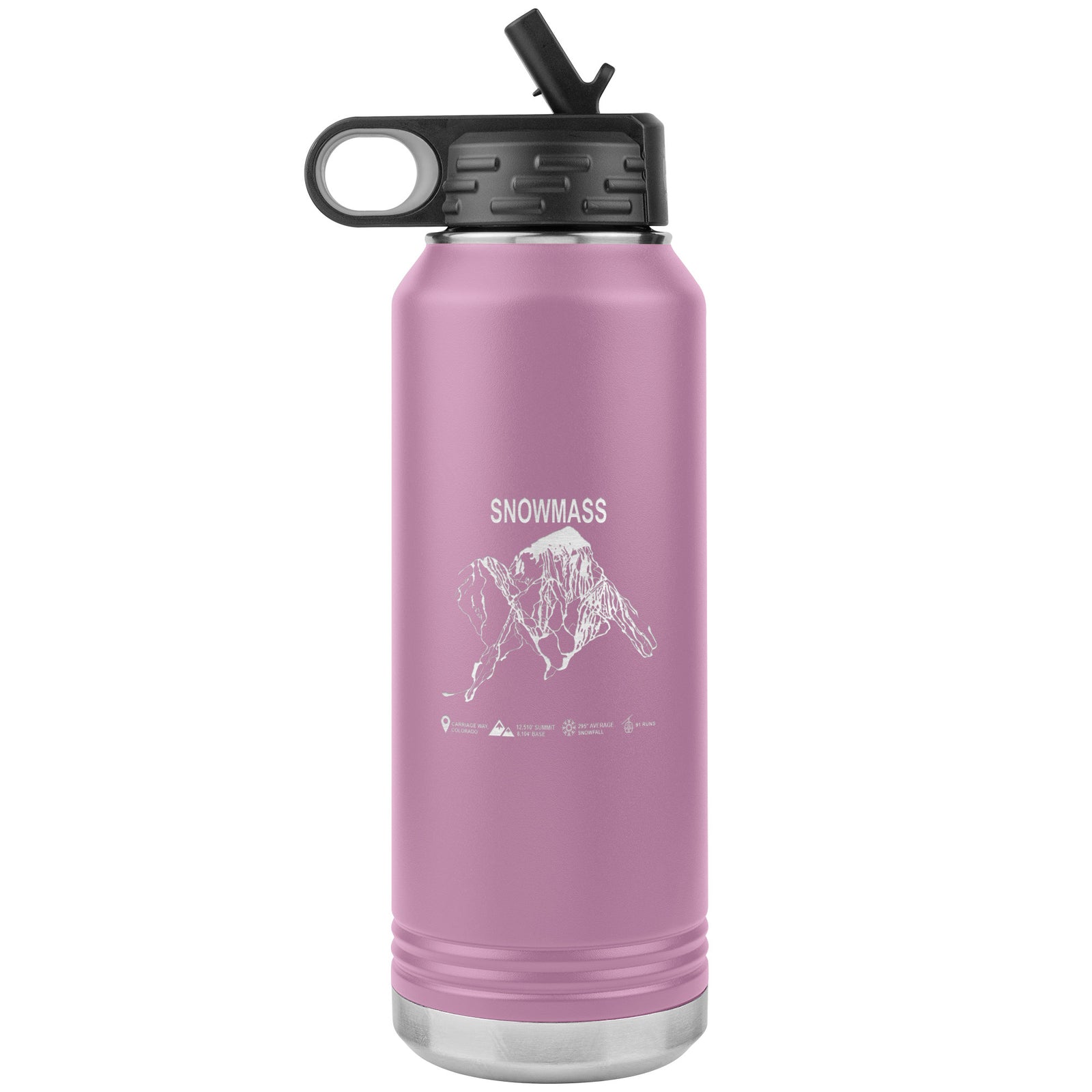 Snowmass Colorado Ski Trail Map 32oz Water Bottle Tumbler