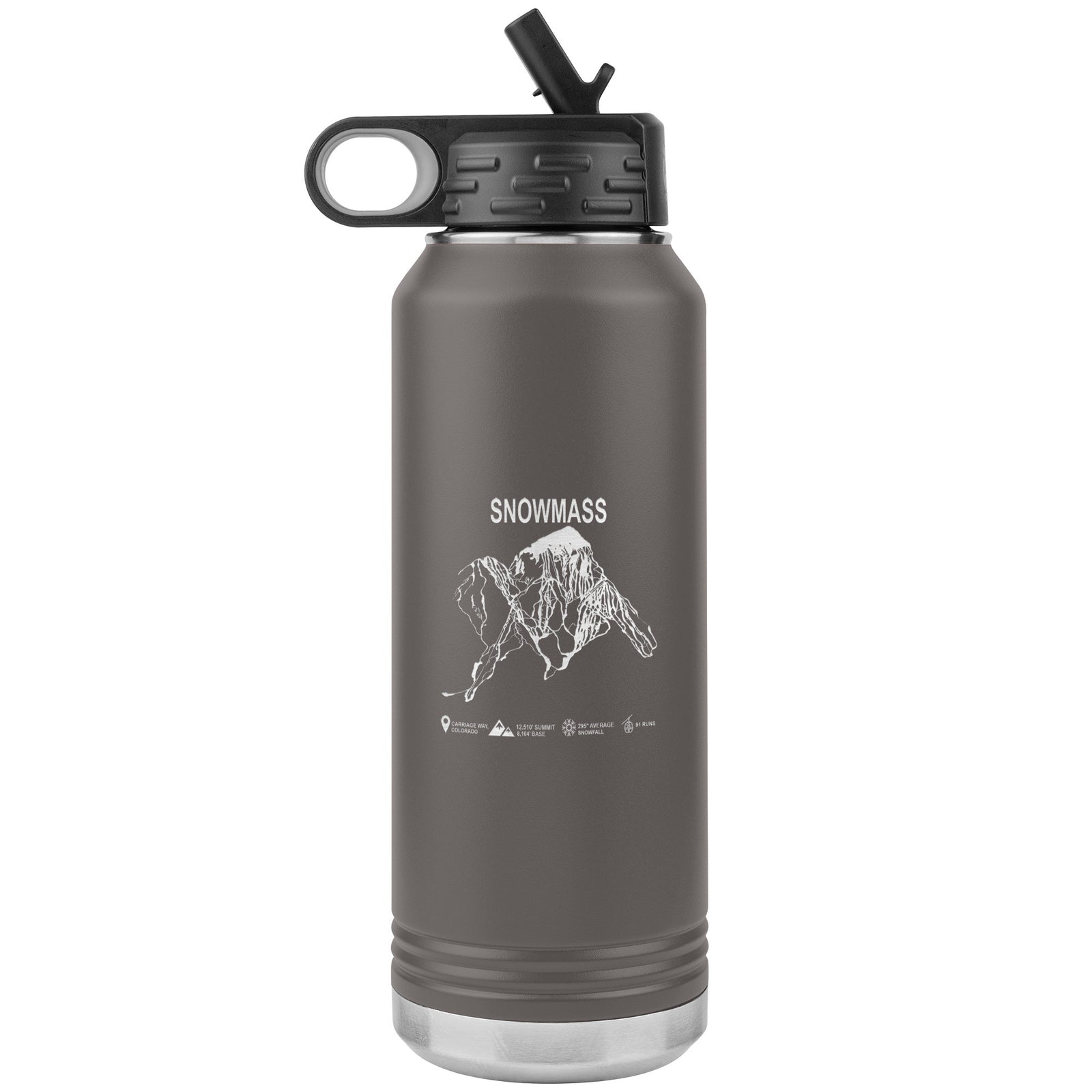 Snowmass Colorado Ski Trail Map 32oz Water Bottle Tumbler