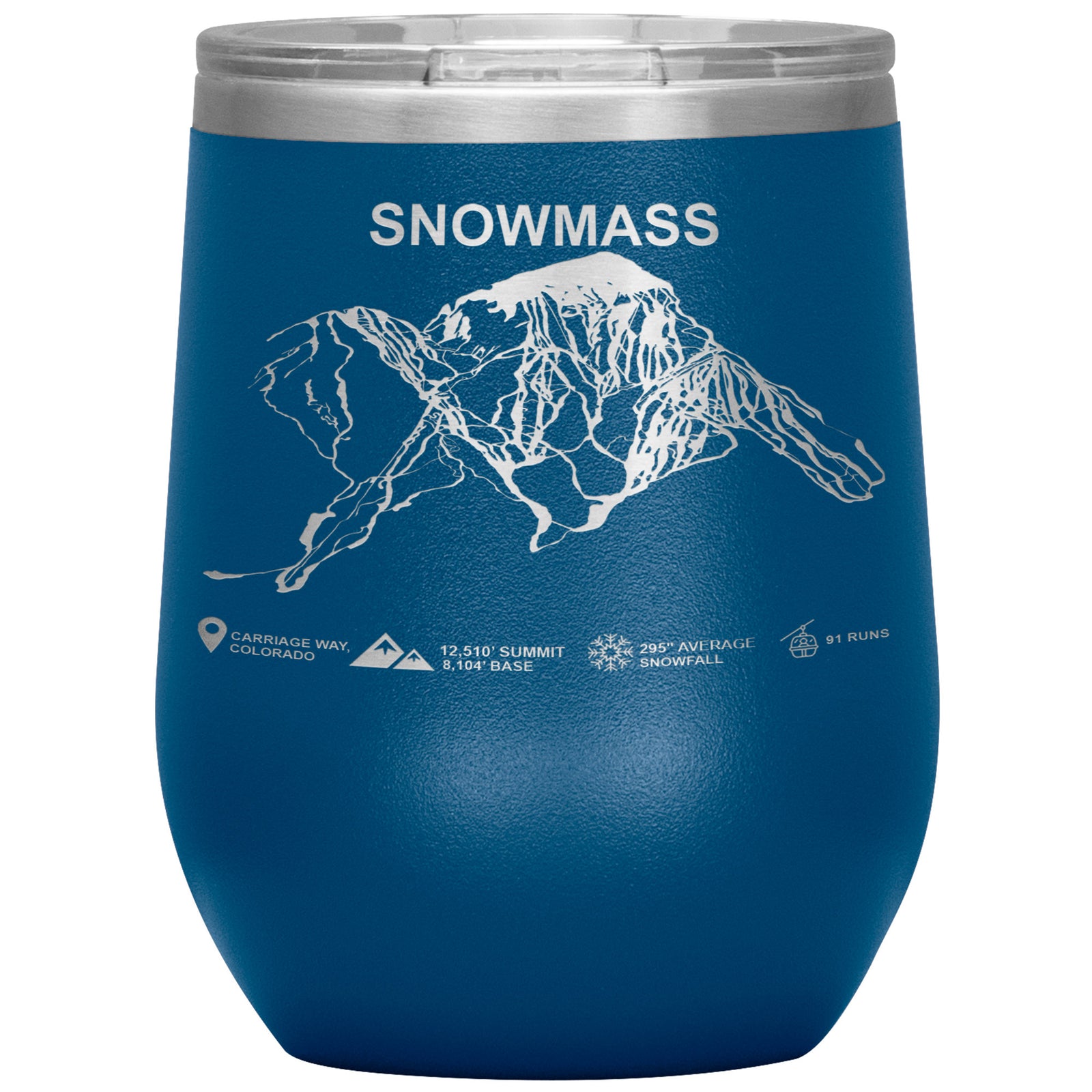 Snowmass Colorado Ski Trail Map Wine 12oz Tumbler