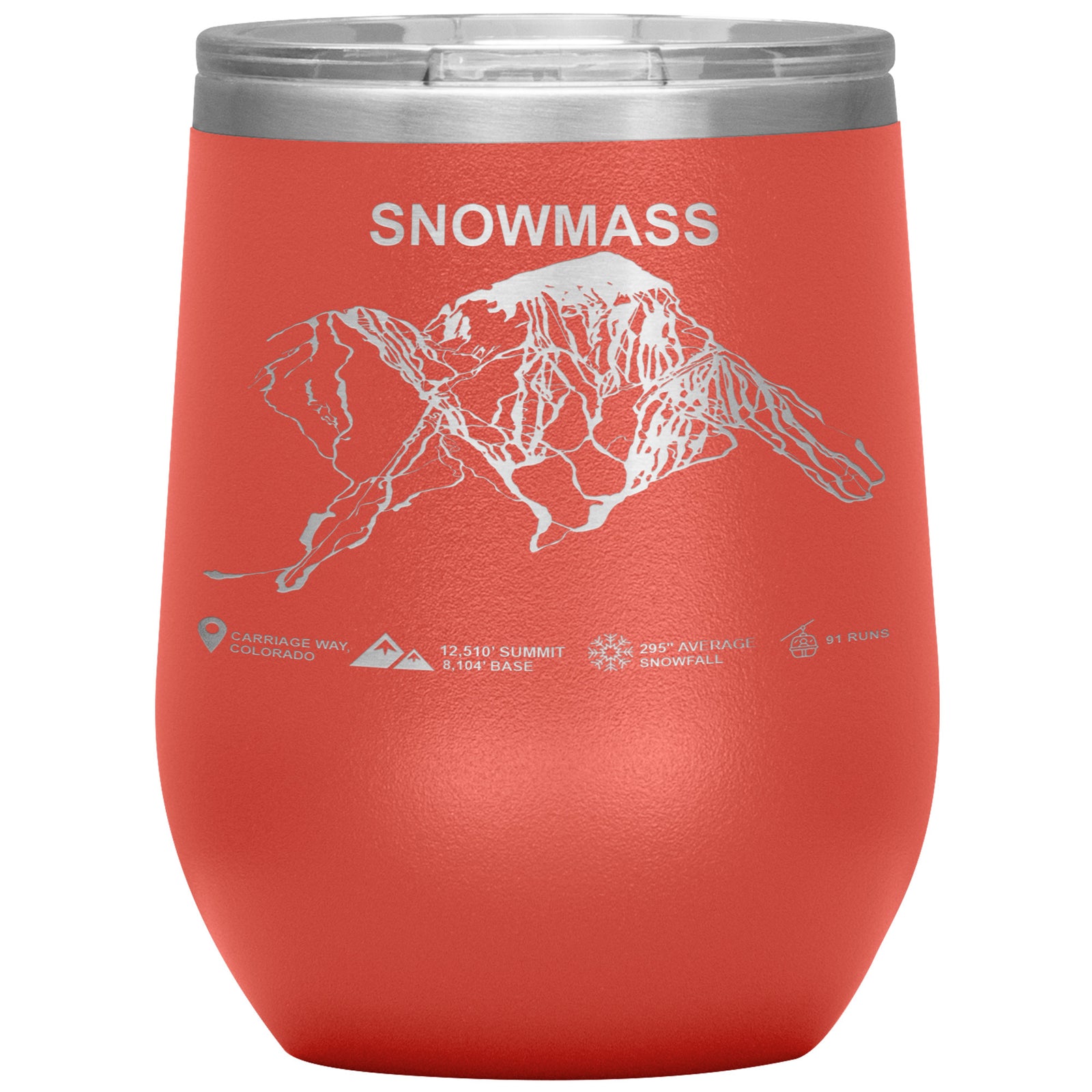 Snowmass Colorado Ski Trail Map Wine 12oz Tumbler