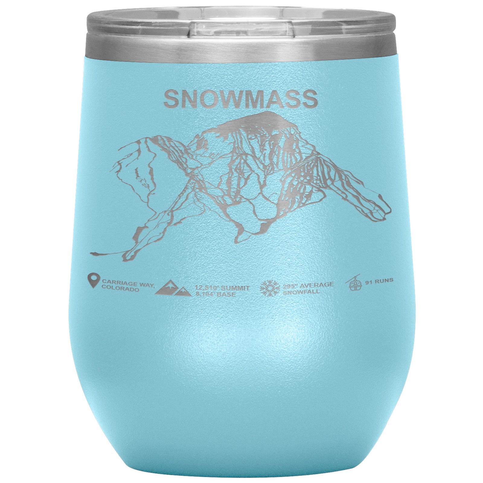 Snowmass Colorado Ski Trail Map Wine 12oz Tumbler