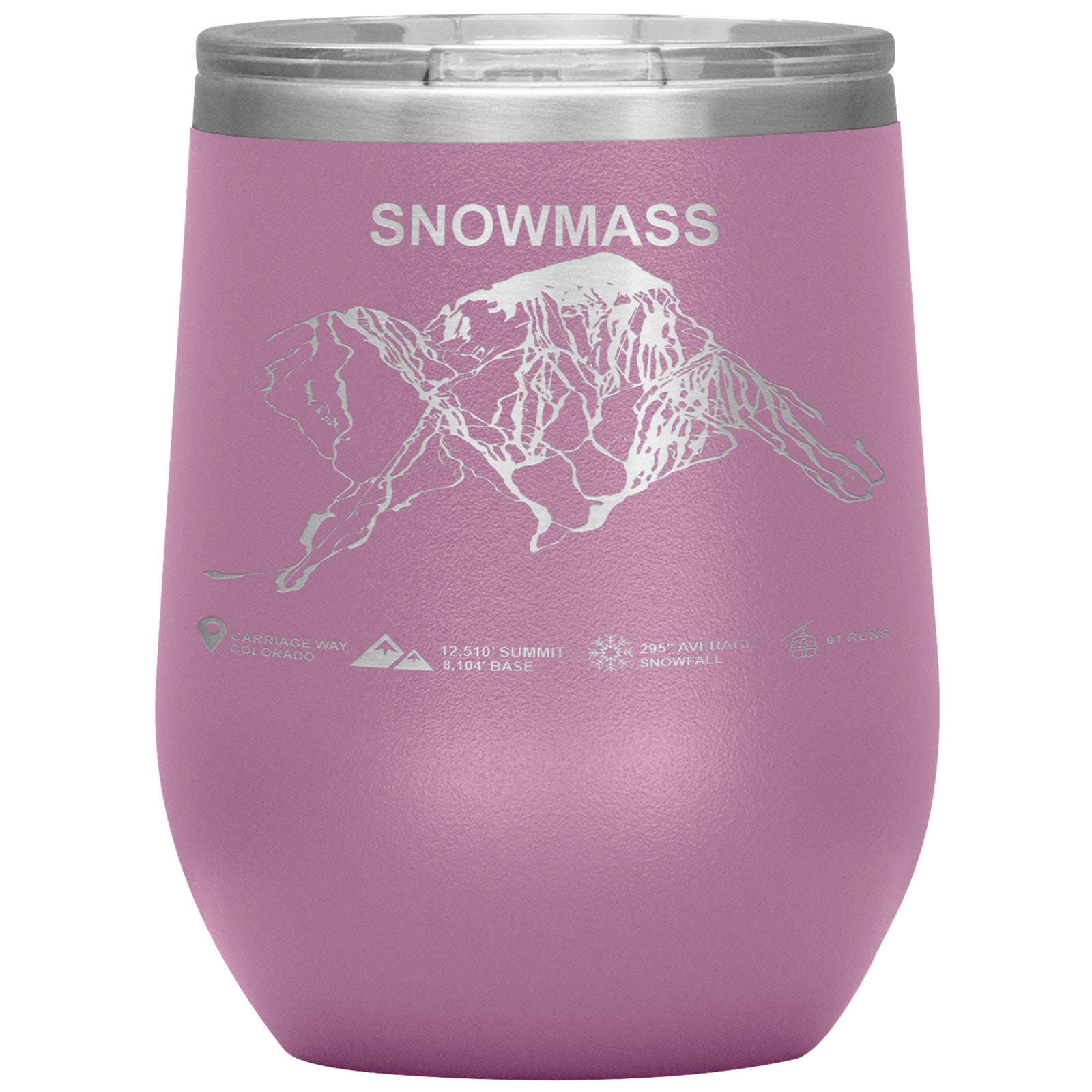 Snowmass Colorado Ski Trail Map Wine 12oz Tumbler