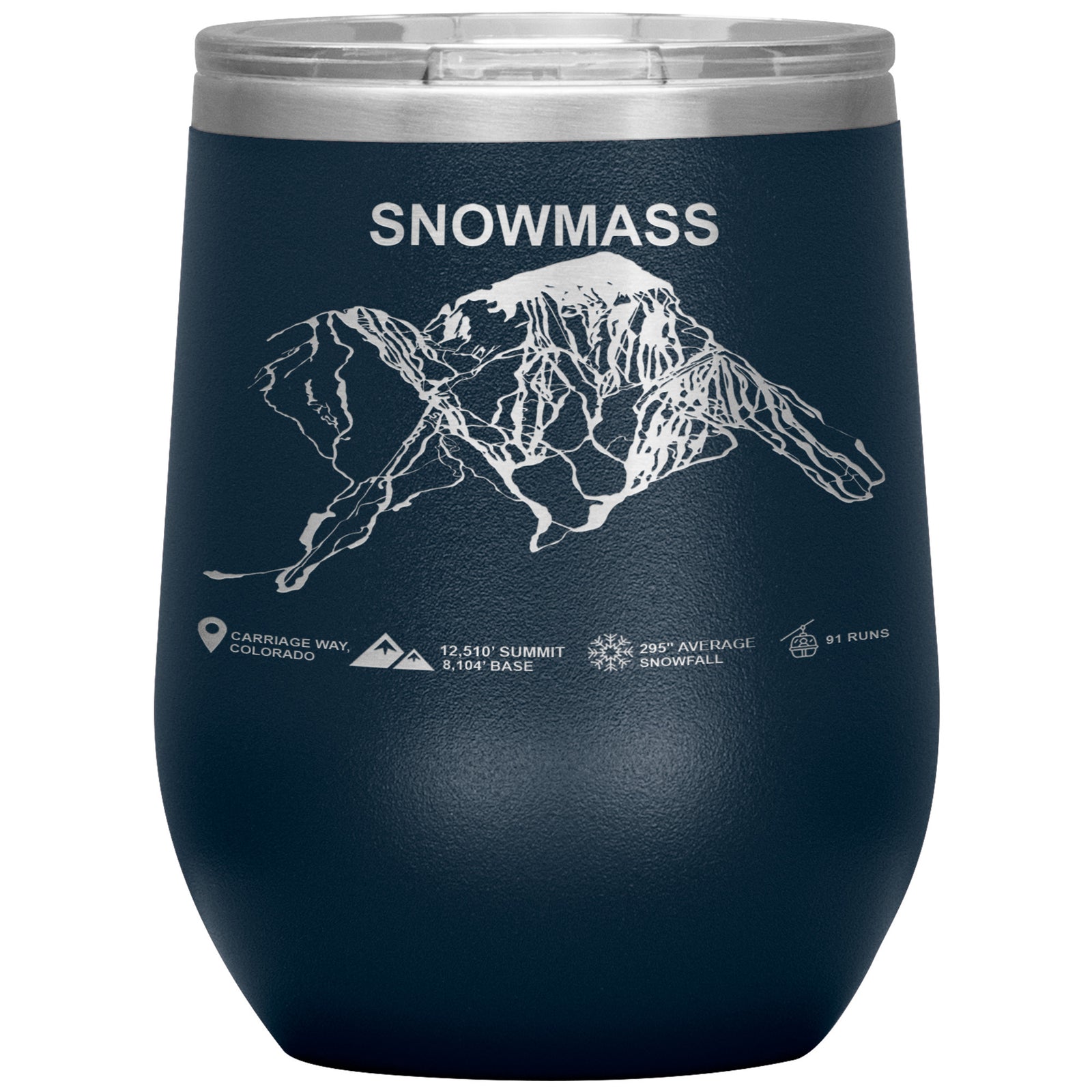 Snowmass Colorado Ski Trail Map Wine 12oz Tumbler