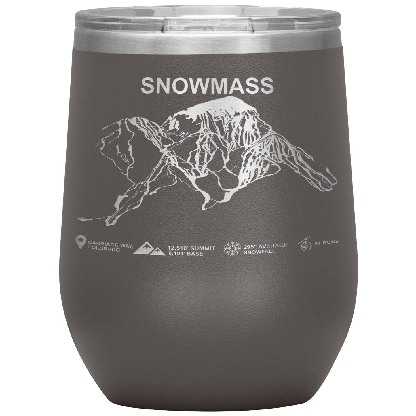 Snowmass Colorado Ski Trail Map Wine 12oz Tumbler