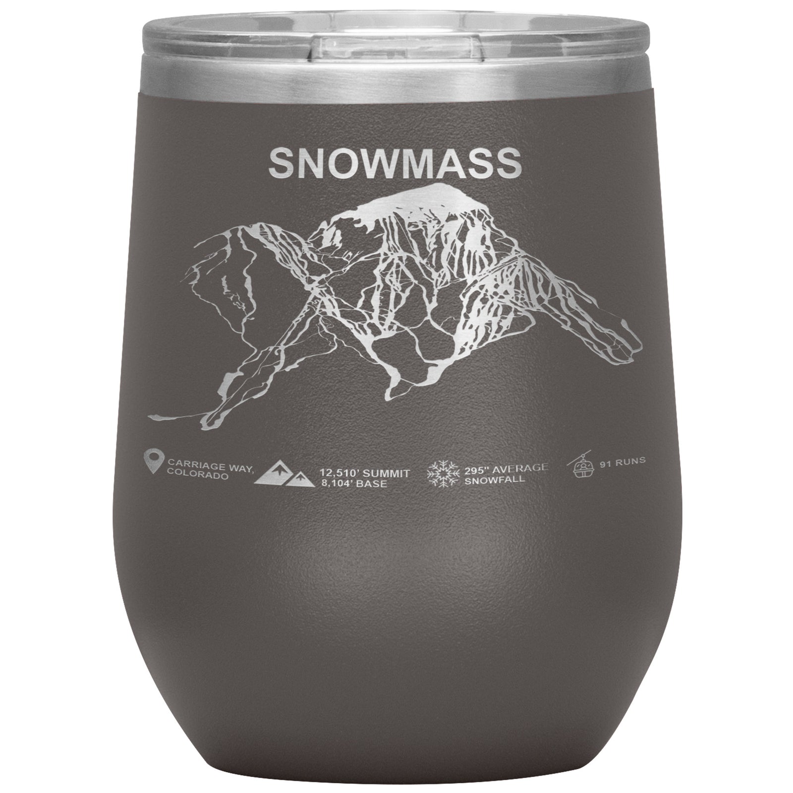 Snowmass Colorado Ski Trail Map Wine 12oz Tumbler