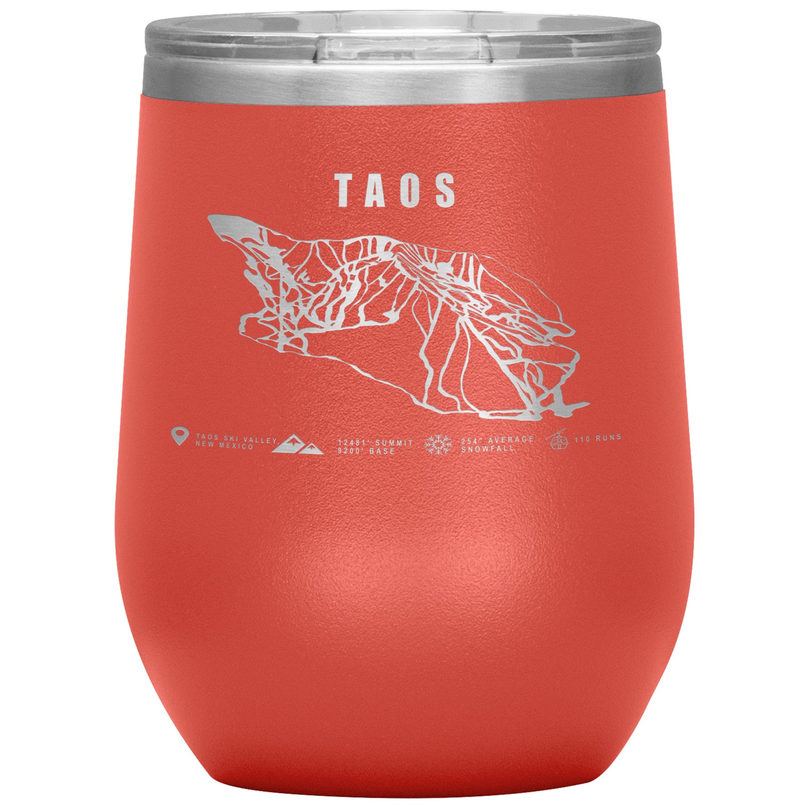 Taos, New Mexico Ski Trail Map Wine 12oz Tumbler - Powderaddicts
