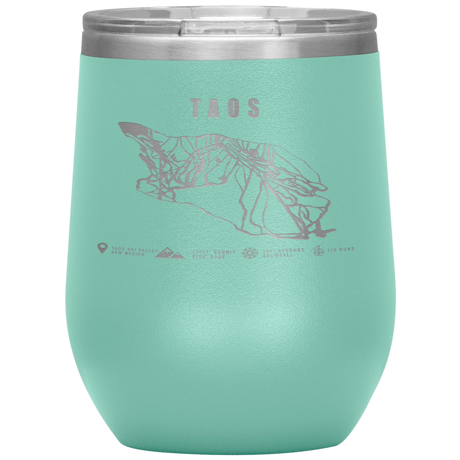 Taos, New Mexico Ski Trail Map Wine 12oz Tumbler - Powderaddicts