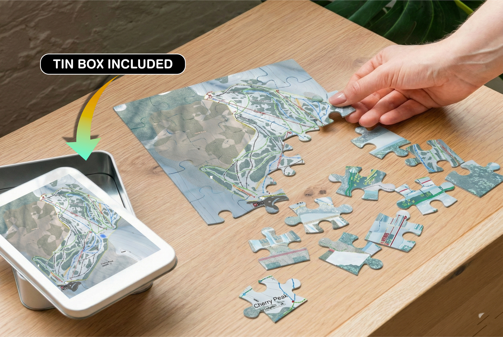 Whistler Blackcomb, British Columbia Ski Resort Map Jigsaw Puzzle With Tin - Powderaddicts