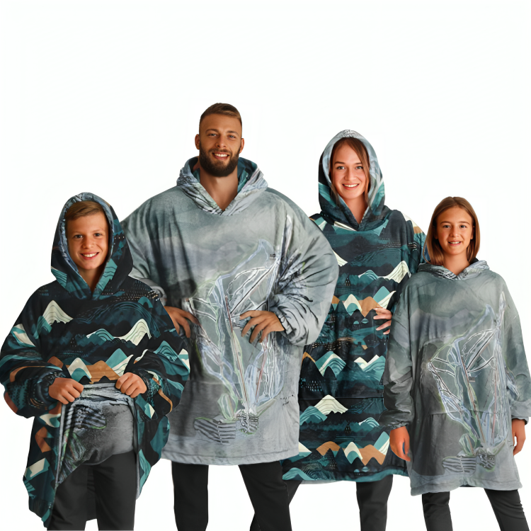 Waterville Valley, New Hampshire Ski Resort Map Reversible Snug Hoodie