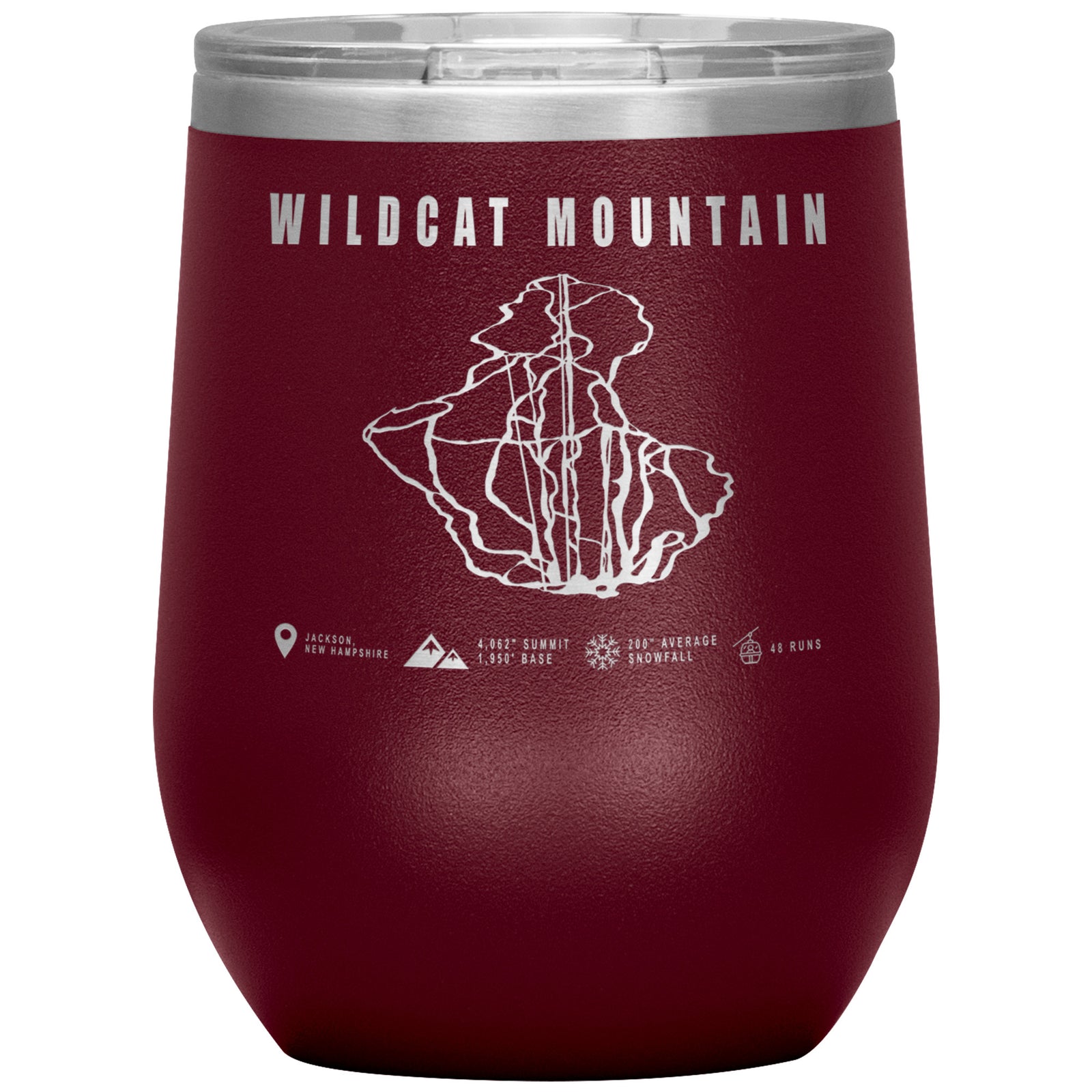 Wildcat Mountain, New Hampshire Ski Trail Map Wine 12oz Tumbler