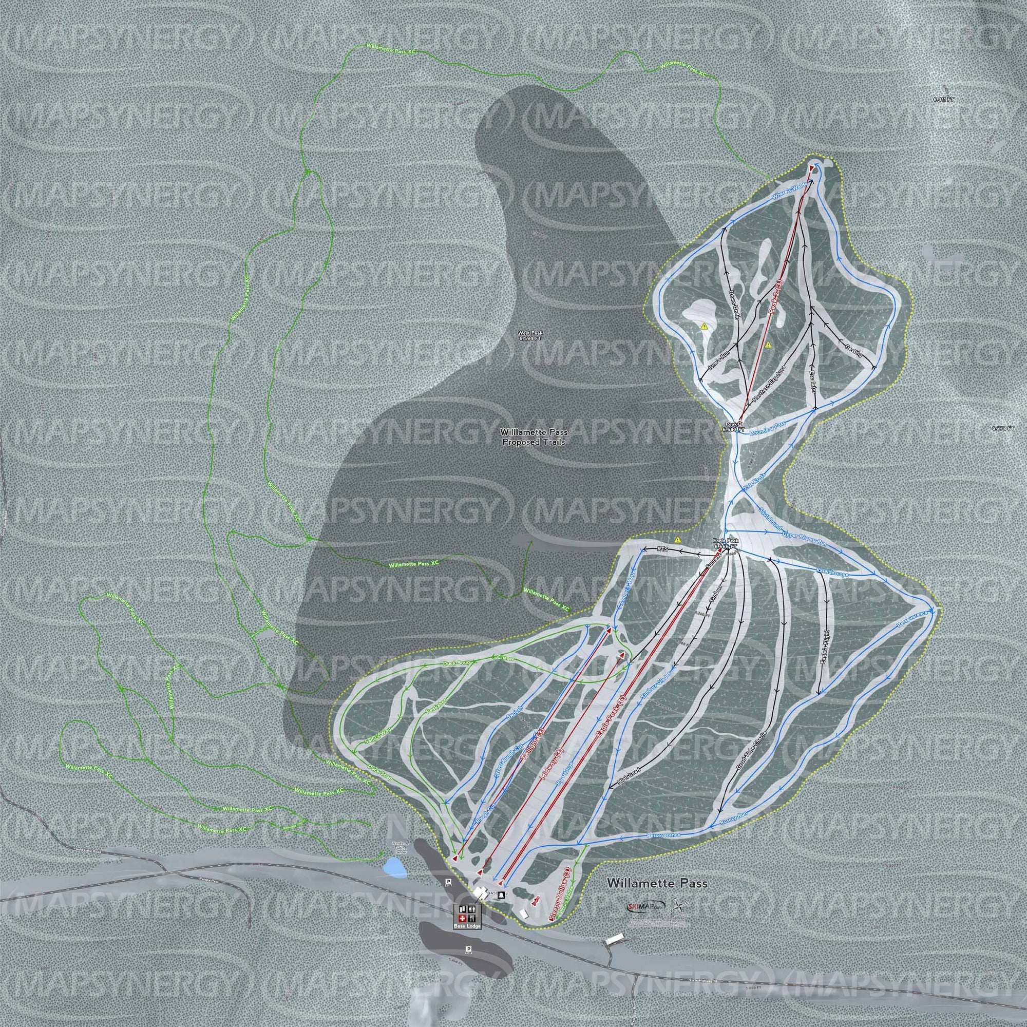 Willamette Pass trail map