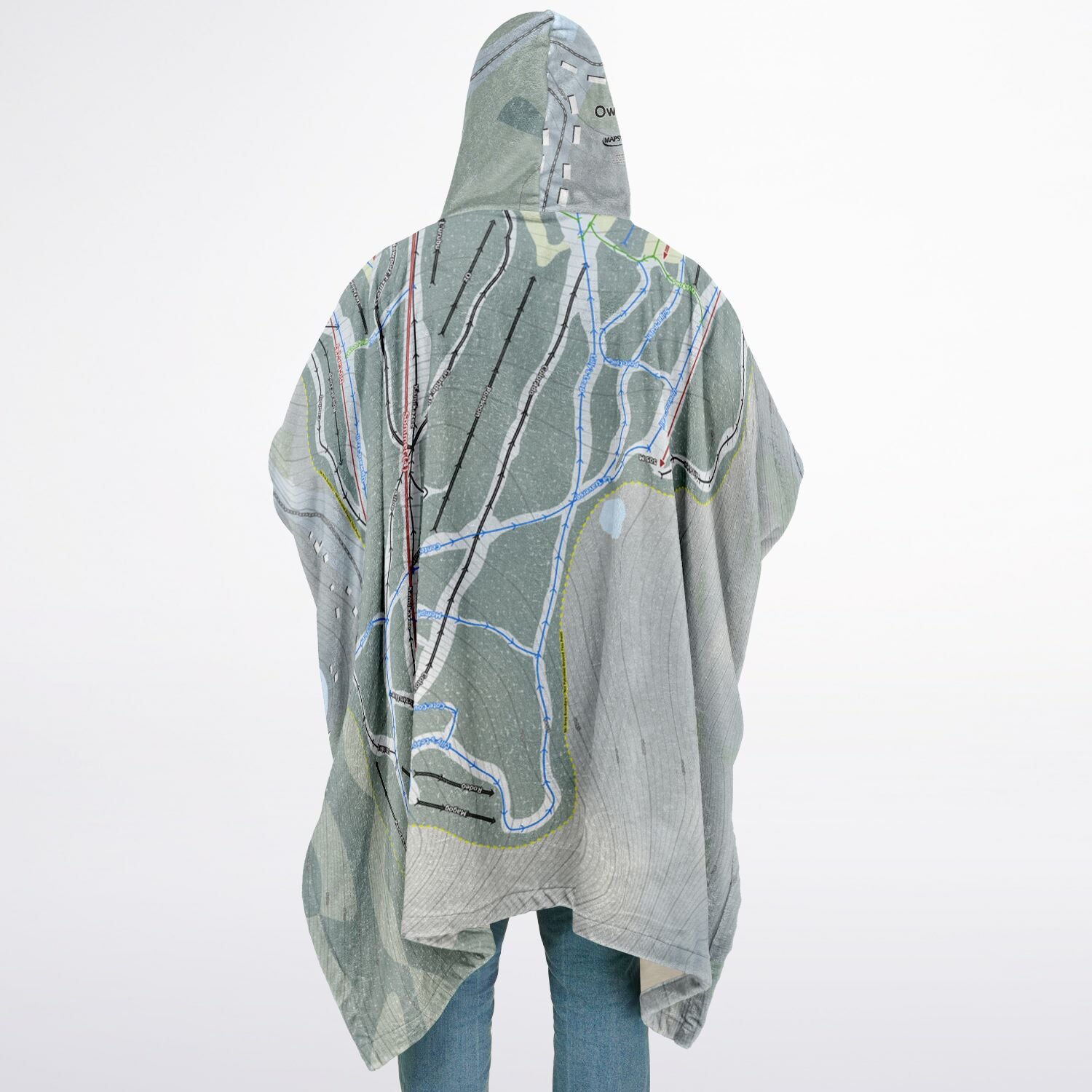 Owls Head, Quebec Ski Resort Map Flannel Blanket Poncho