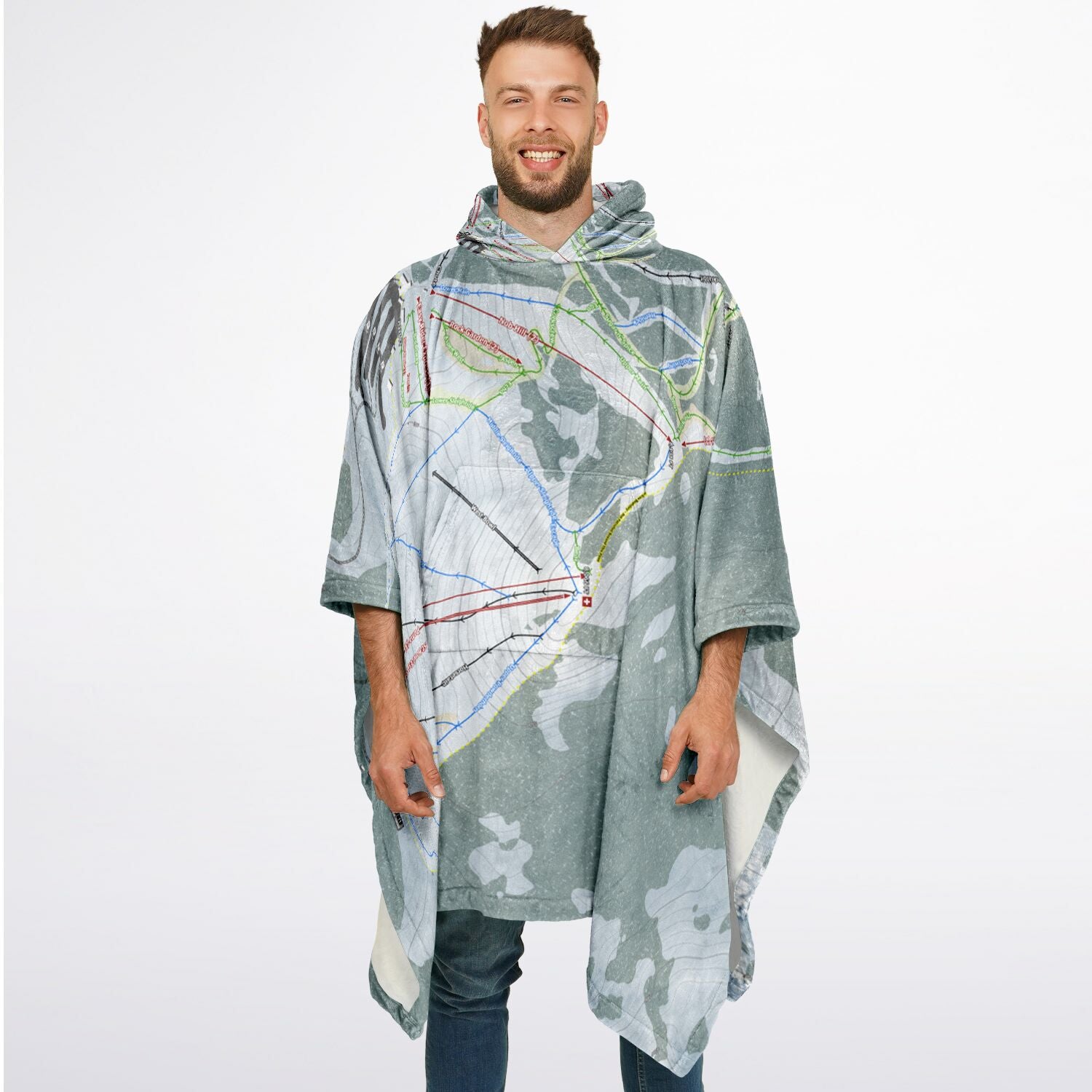 Sierra At Tahoe, California Ski Resort Map Flannel Blanket Poncho