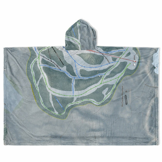 McCauley Mountain, New York Ski Resort Map Flannel Blanket Poncho