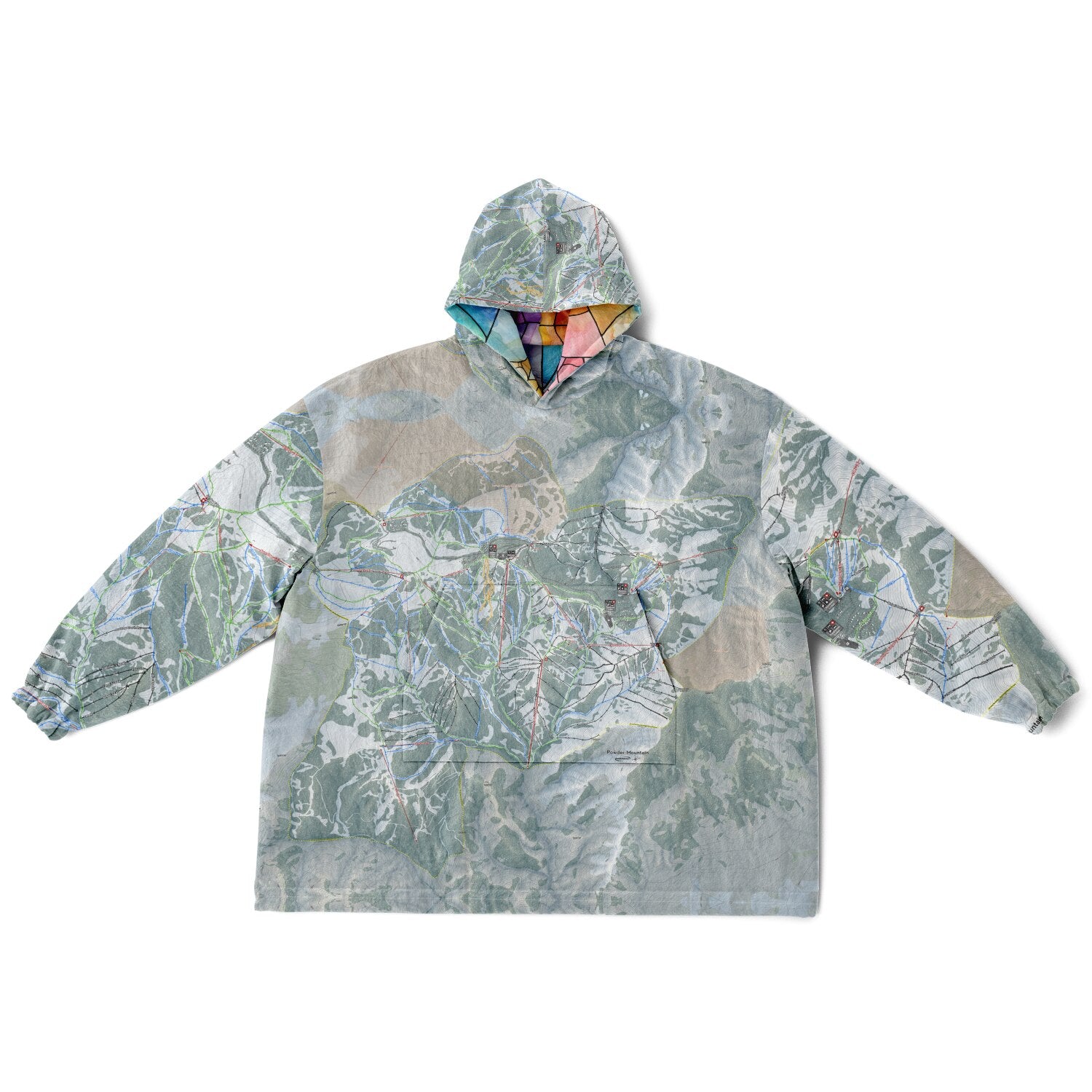 Powder Mountain, Utah Ski Resort Map Reversible Snug Hoodie