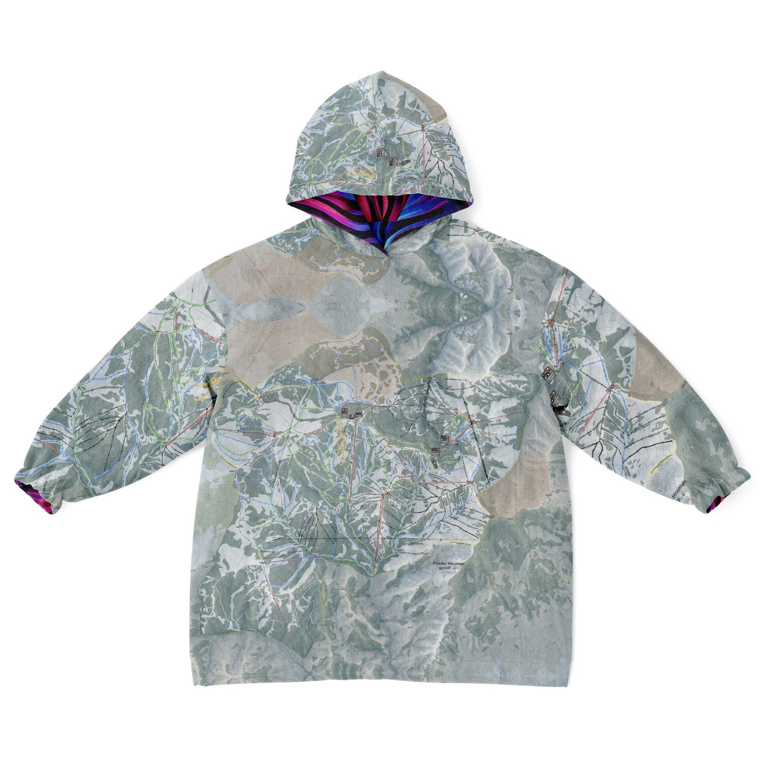 Powder Mountain, Utah Ski Resort Map Youth Reversible Snug Hoodie