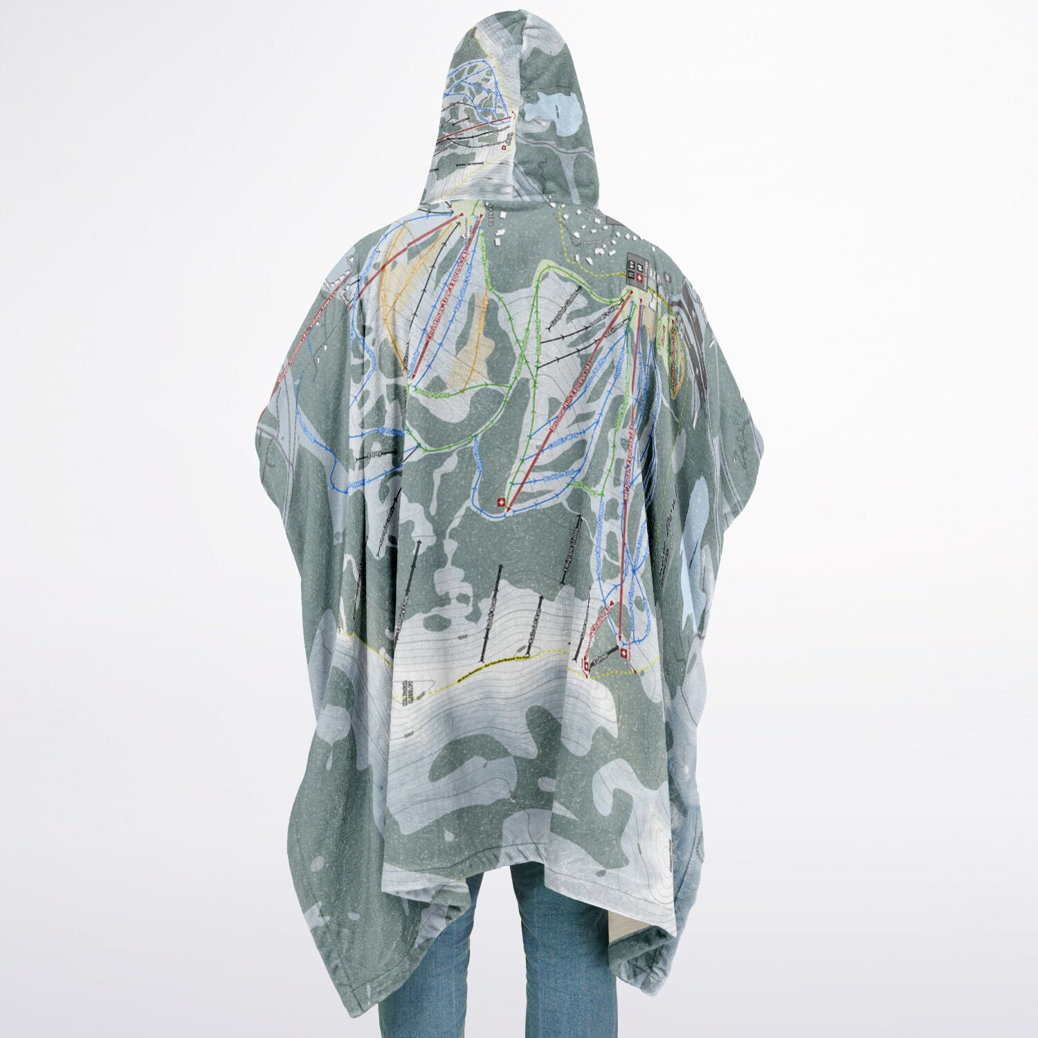 Sugar Bowl, California Ski Resort Map Flannel Blanket Poncho
