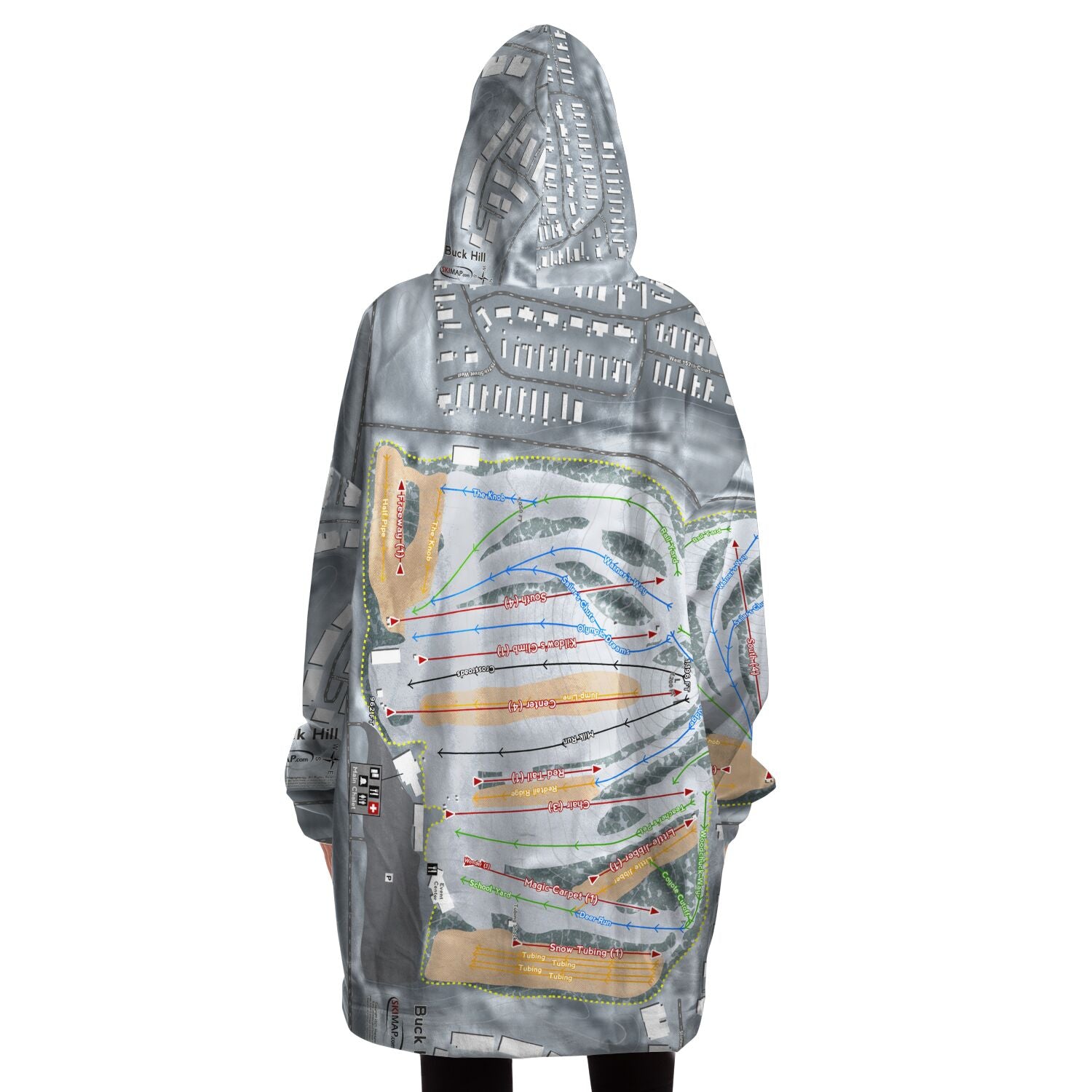 Buck Hill, Minnesota Ski Trail Map Snug Hoodie - Powderaddicts