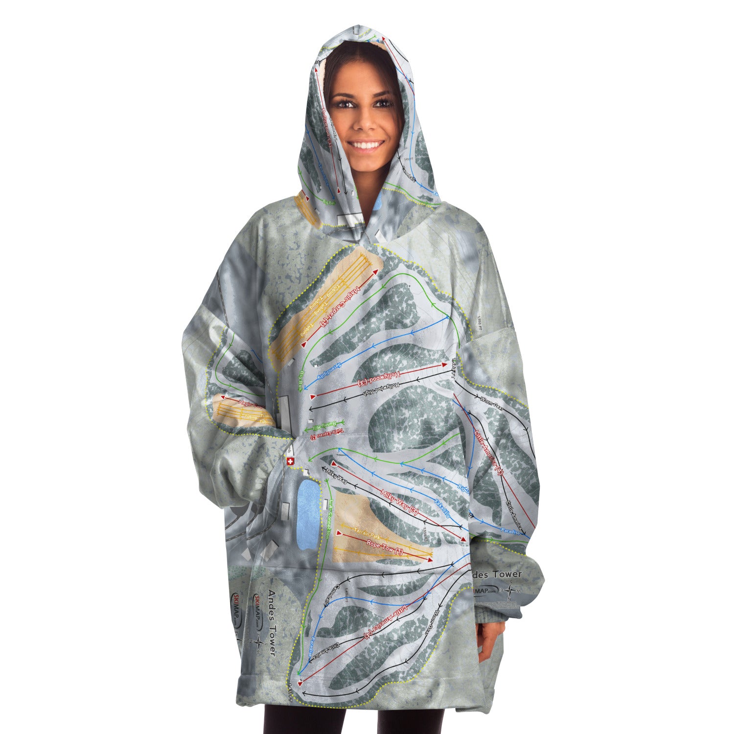 Andes Tower, Minnesota Ski Trail Map Snug Hoodie