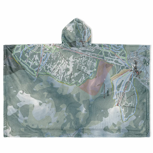 Red Mountain, British Columbia Ski Resort Map Flannel Blanket Poncho