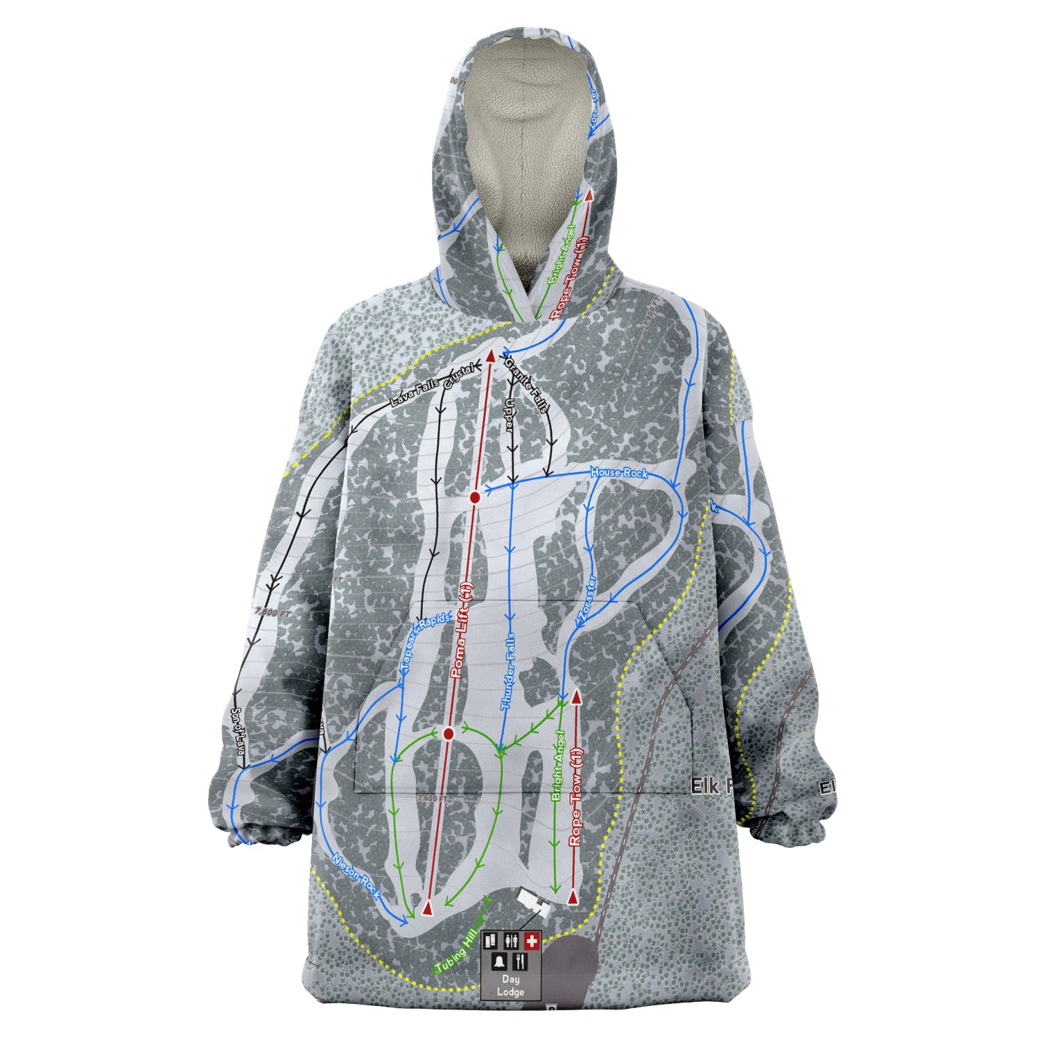 Elk Ridge, Arizona Ski Trail Map Snug Hoodie