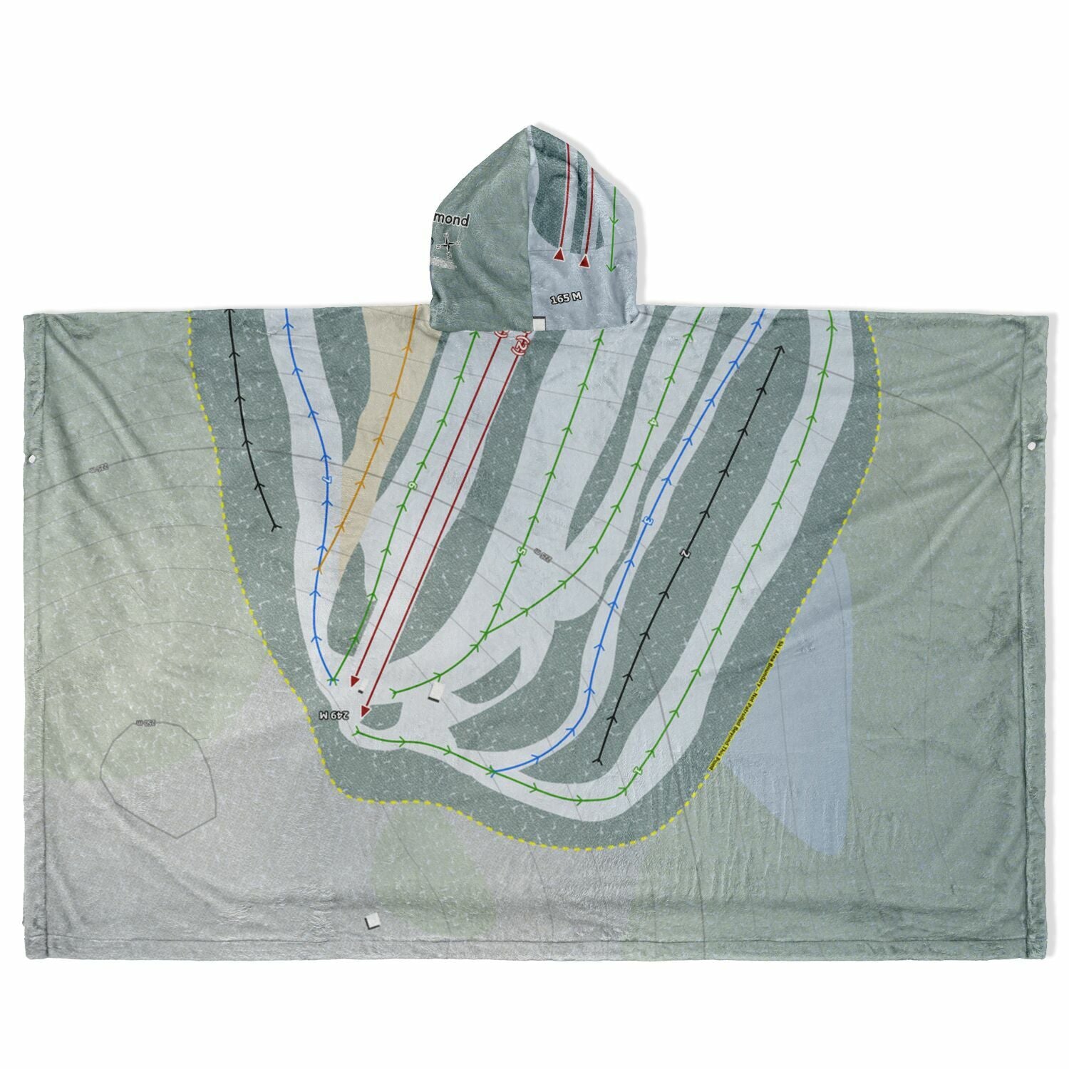 St Raymond, Quebec Ski Resort Map Flannel Blanket Poncho