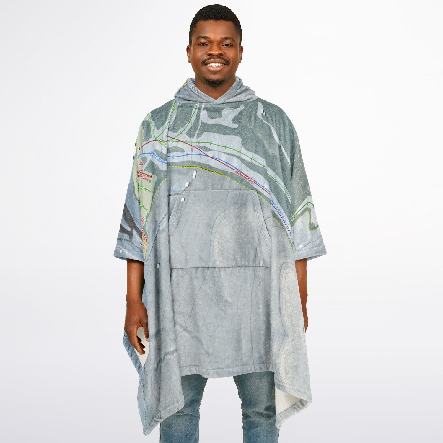 Shawnee Mountain, Pennsylvania Ski Resort Map Flannel Blanket Poncho