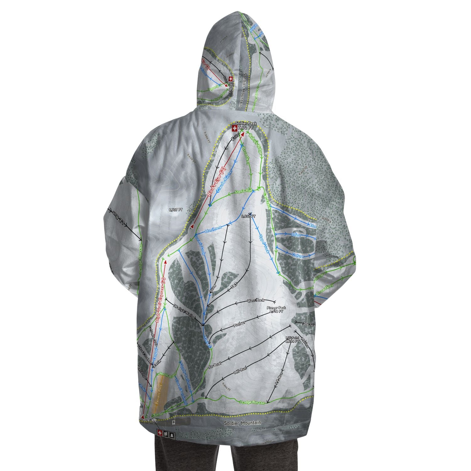 Soldier Mountain, Idaho Ski Trail Map - Snug Hoodie